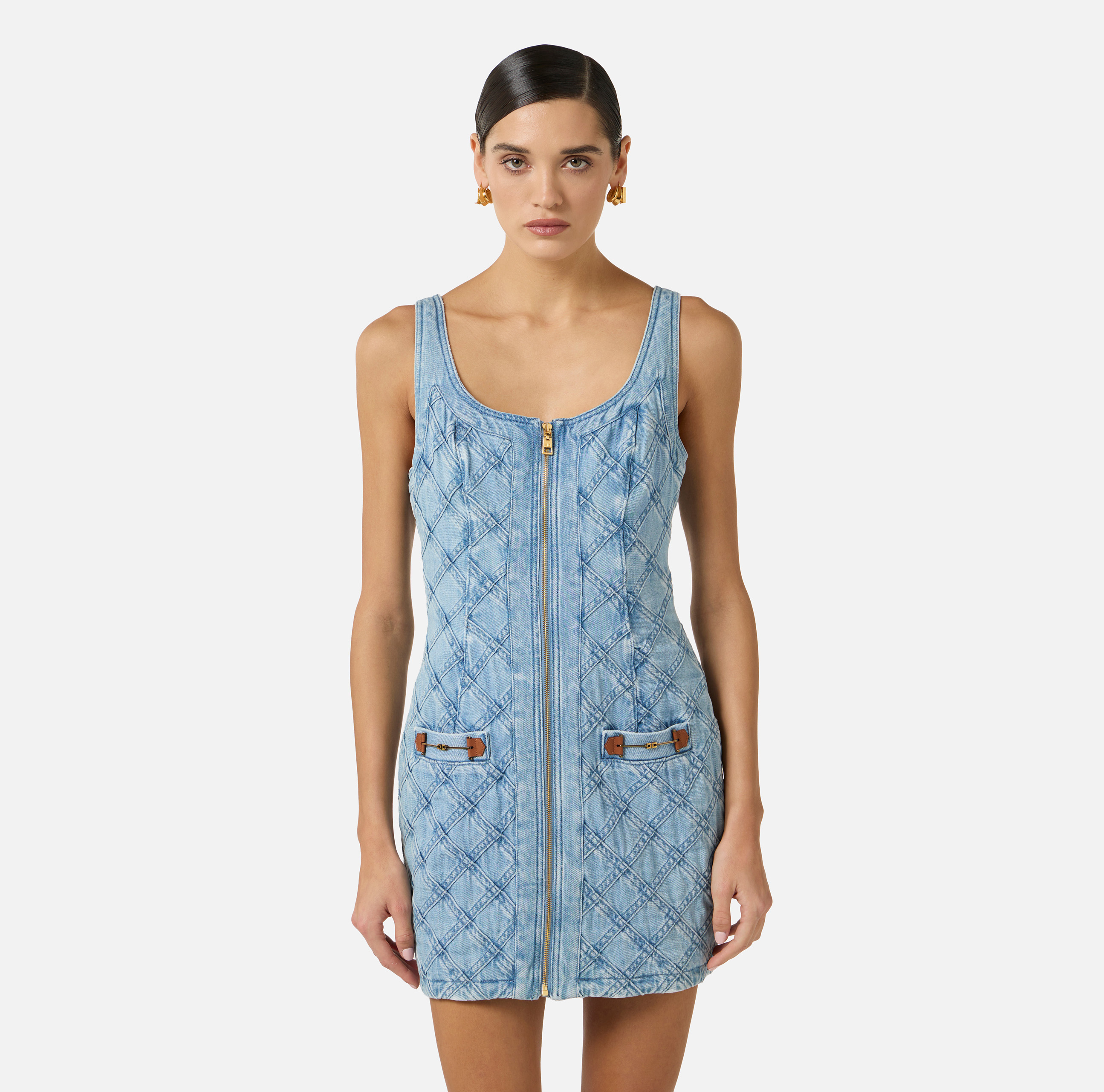 elisabetta franchi denim dress Elisabetta Franchi Denim Midi Dress