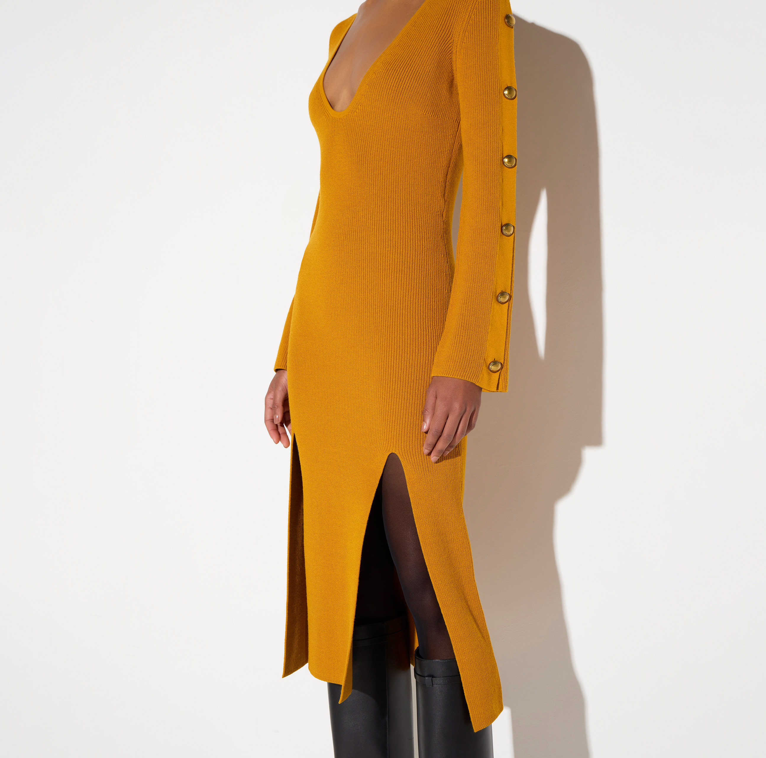 elisabetta franchi knit dress with jewel buttons Backless Halter Dress