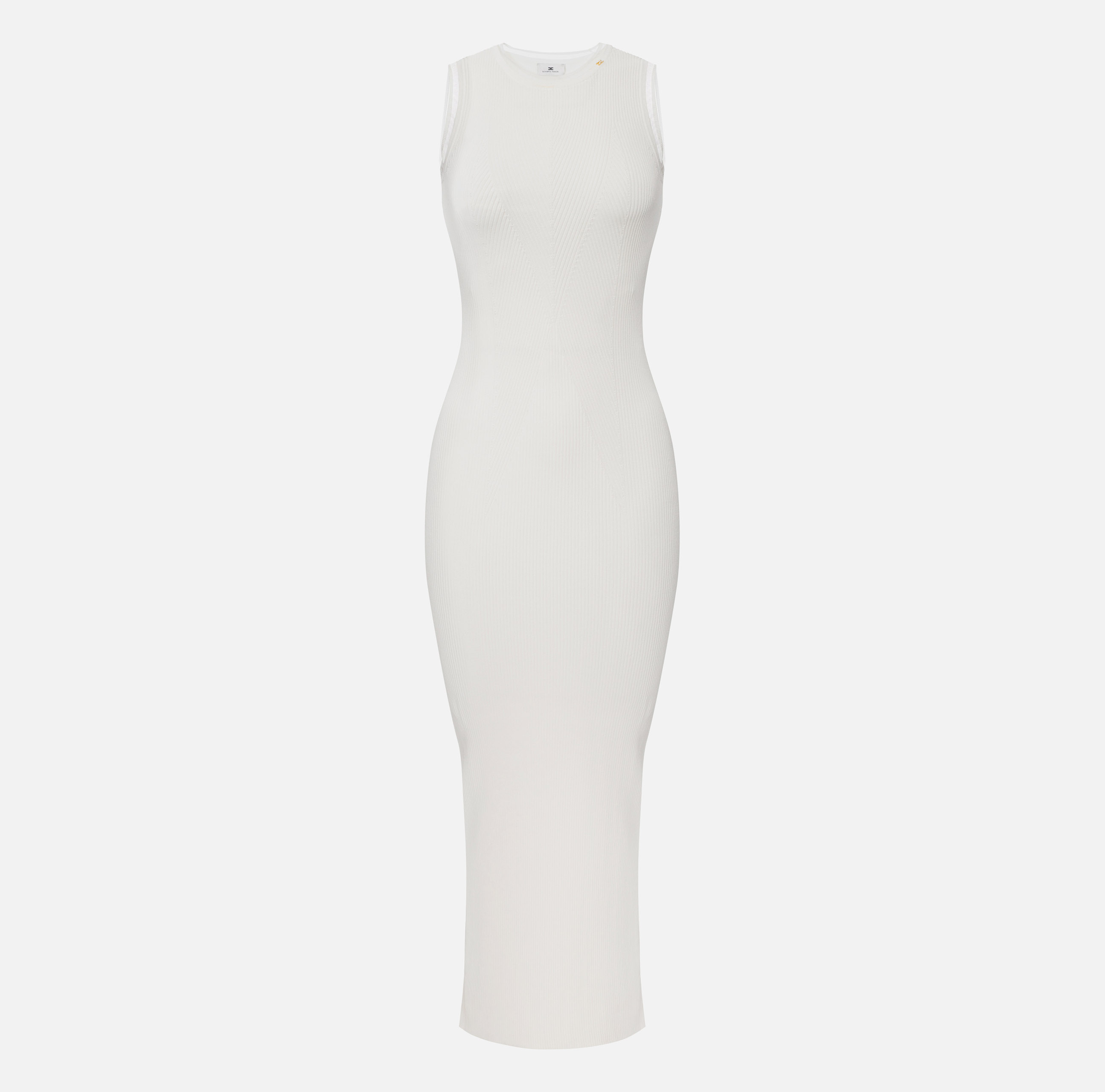 Dress in ribbed knit fabric with jewel logo | Elisabetta Franchi