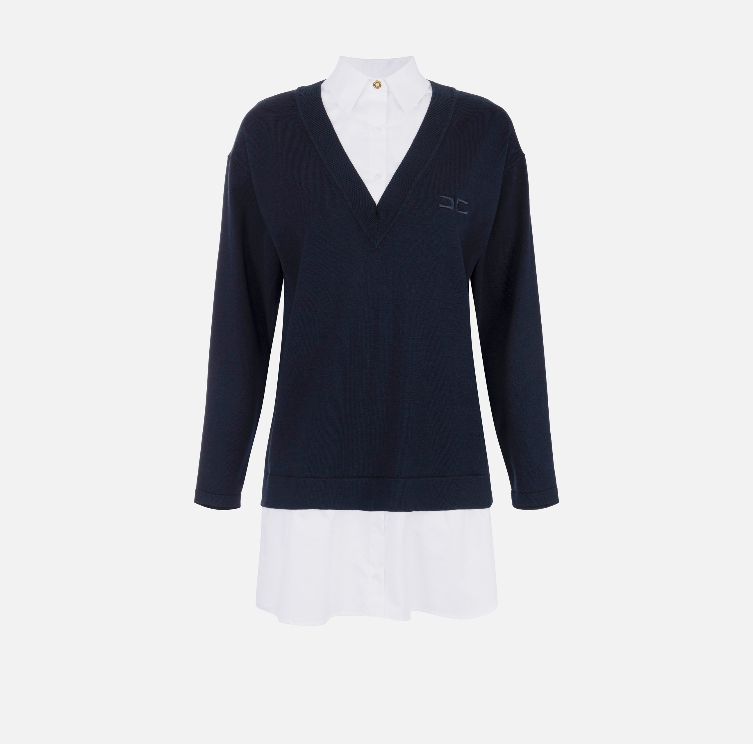 ワンピース ELISABETTA FRANCHI VISCOSE AND COTTON POPLIN KNITTED DRESS Viscose and cotton poplin knit dress | Elisabetta Franchi