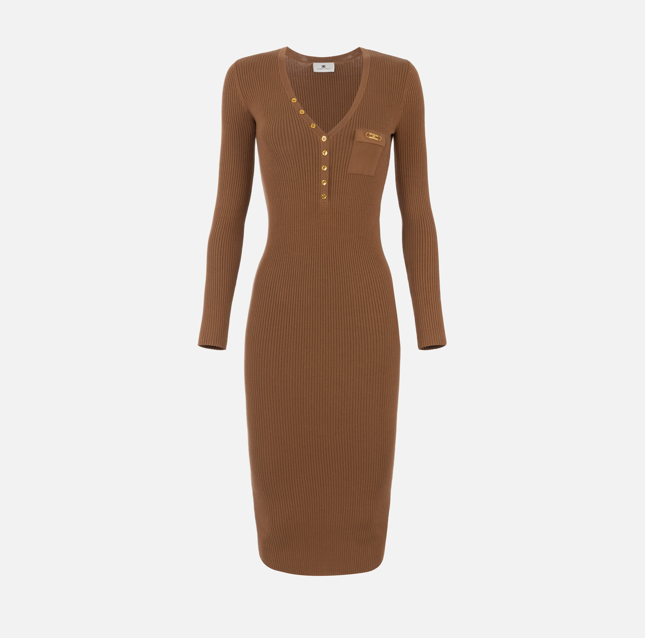 ワンピース ELISABETTA FRANCHI DRESS IN RIBBED KNIT FABRIC WITH BREAST P Dress in ribbed knit fabric with breast pocket | Elisabetta