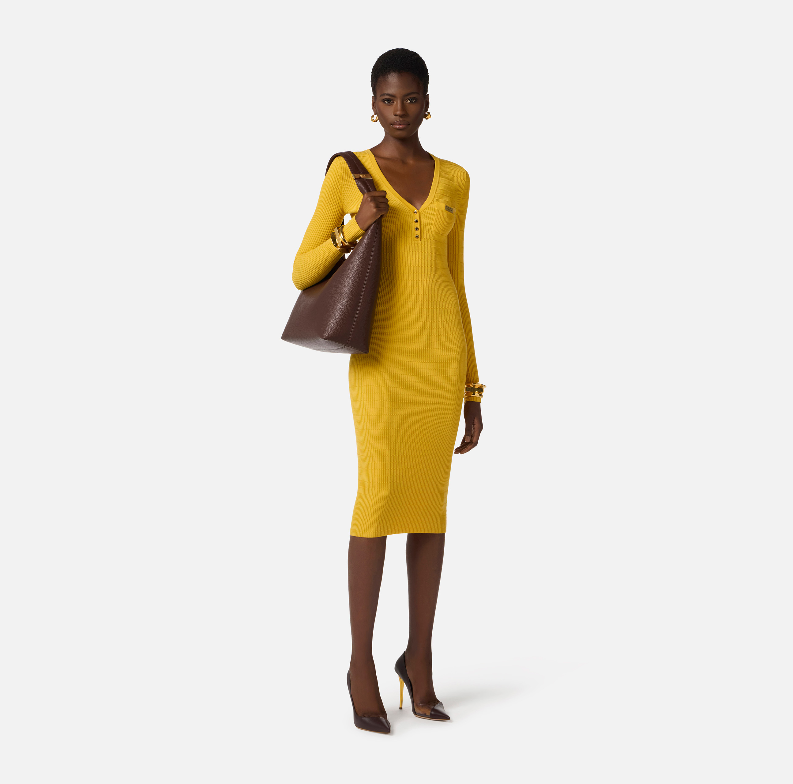 Micro-braided dress in knit fabric | Elisabetta Franchi