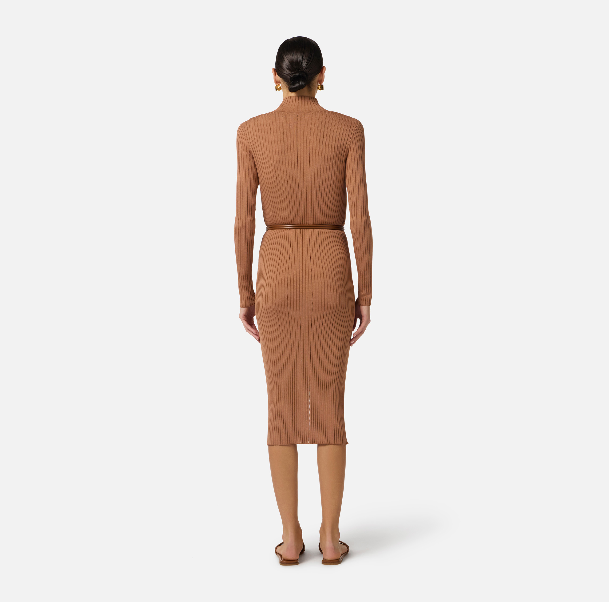 Dress in openwork knit fabric with jewel belt | Elisabetta Franchi