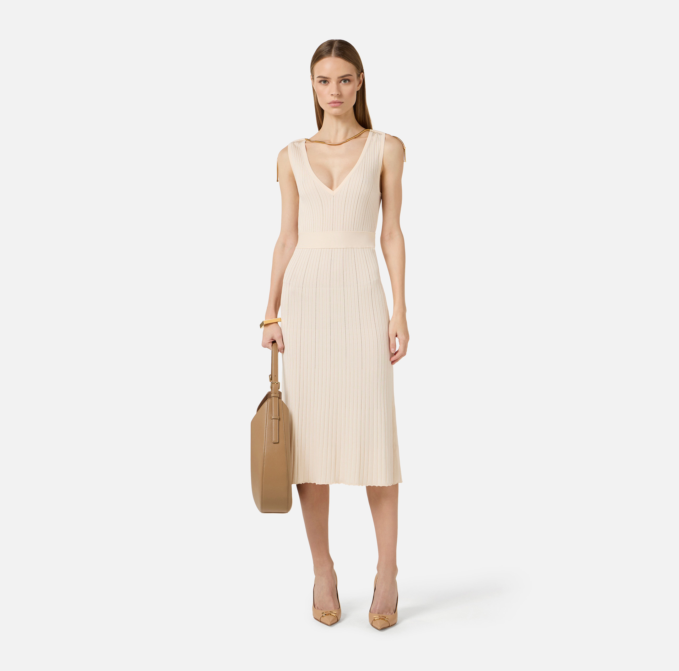 Dress in openwork knit fabric with jewel detail | Elisabetta Franchi