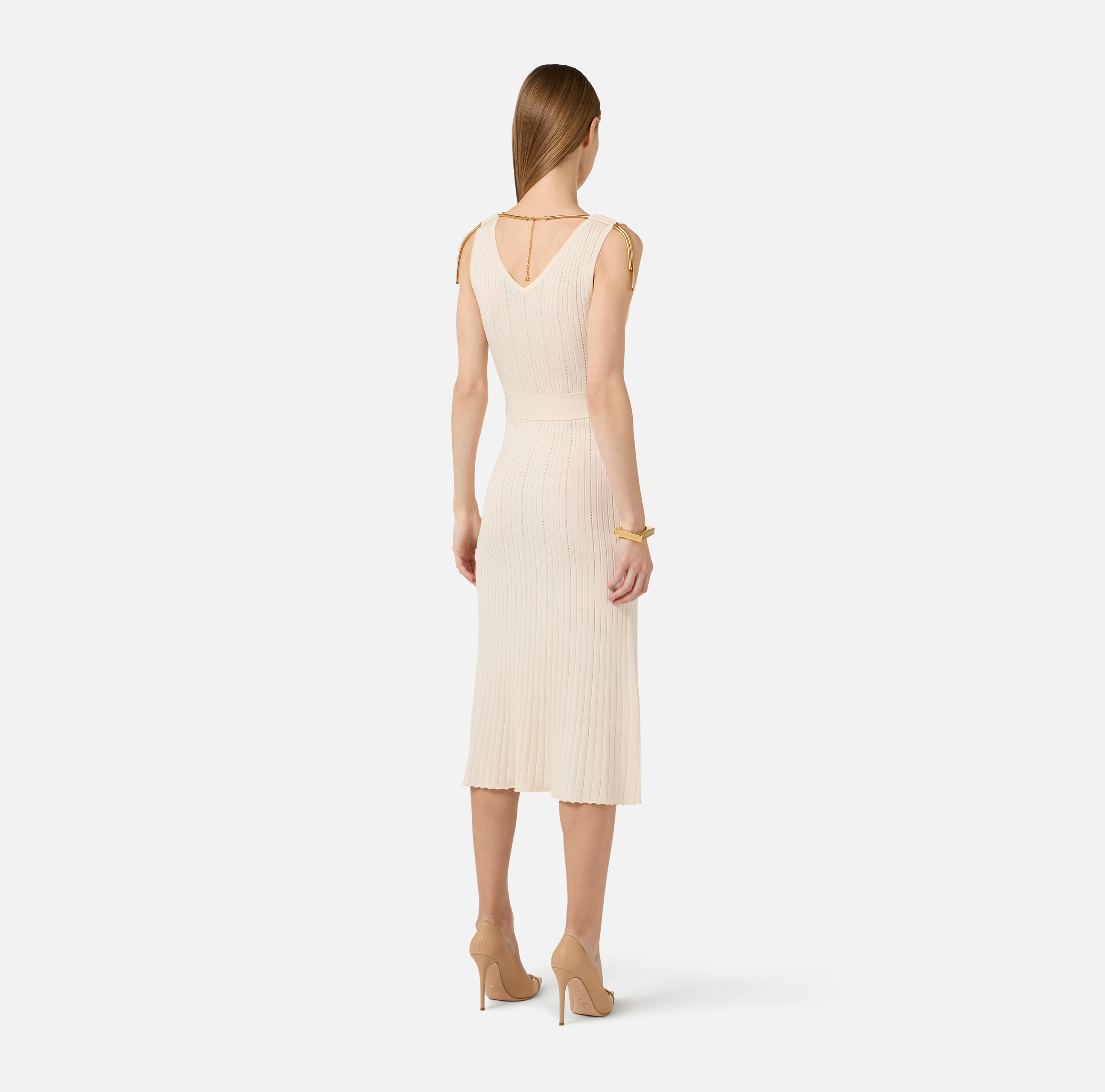 Dress in openwork knit fabric with jewel detail | Elisabetta Franchi