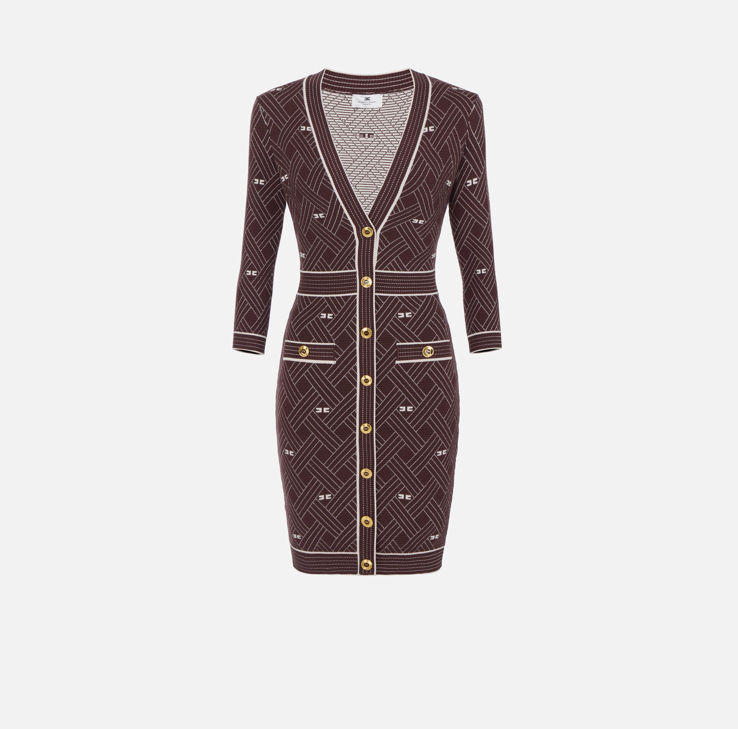 Elisabetta Franchi Dress in diamond-shaped jacquard knit fabric Elisabetta Franchi Dress in diamond-shaped jacquard knit fabric