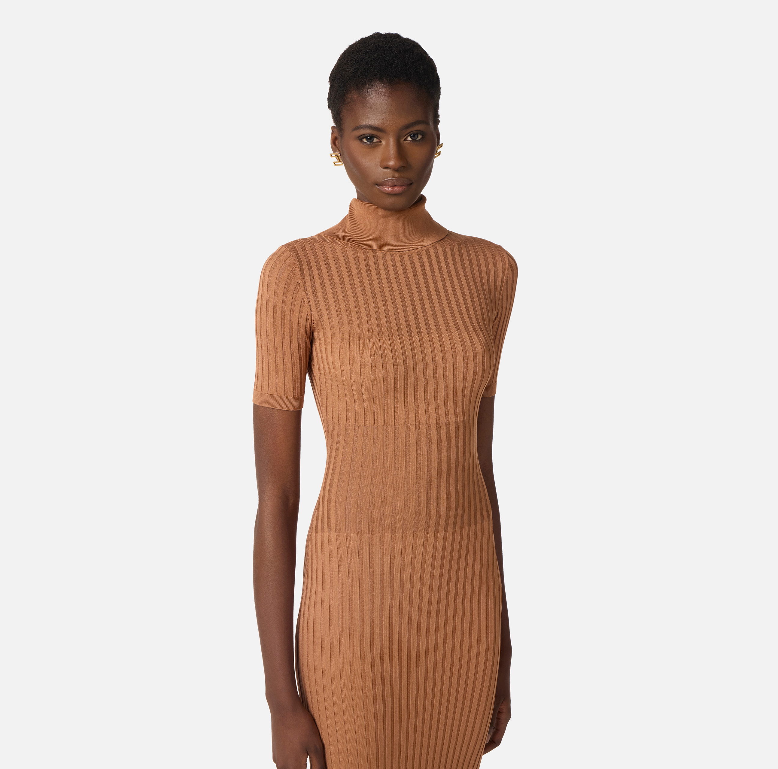 elisabetta franchi knit dress Elisabetta Franchi Dress In diamond-shaped Jacquard Knit Fabric | Black