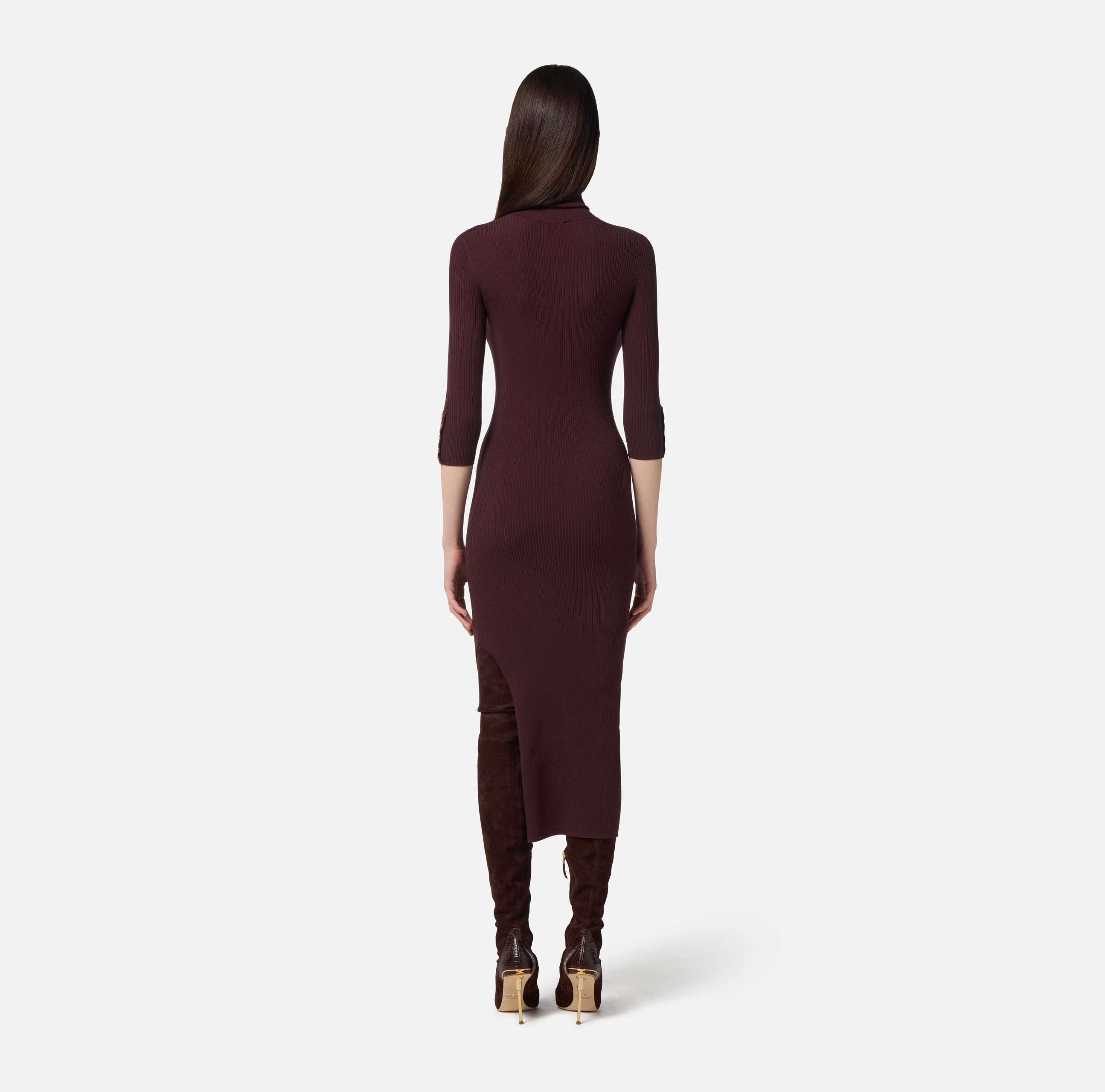 ワンピース ELISABETTA FRANCHI DRESS IN RIBBED KNIT FABRIC WITH BREAST P AM23B56E2_EA4_6_D.jpg