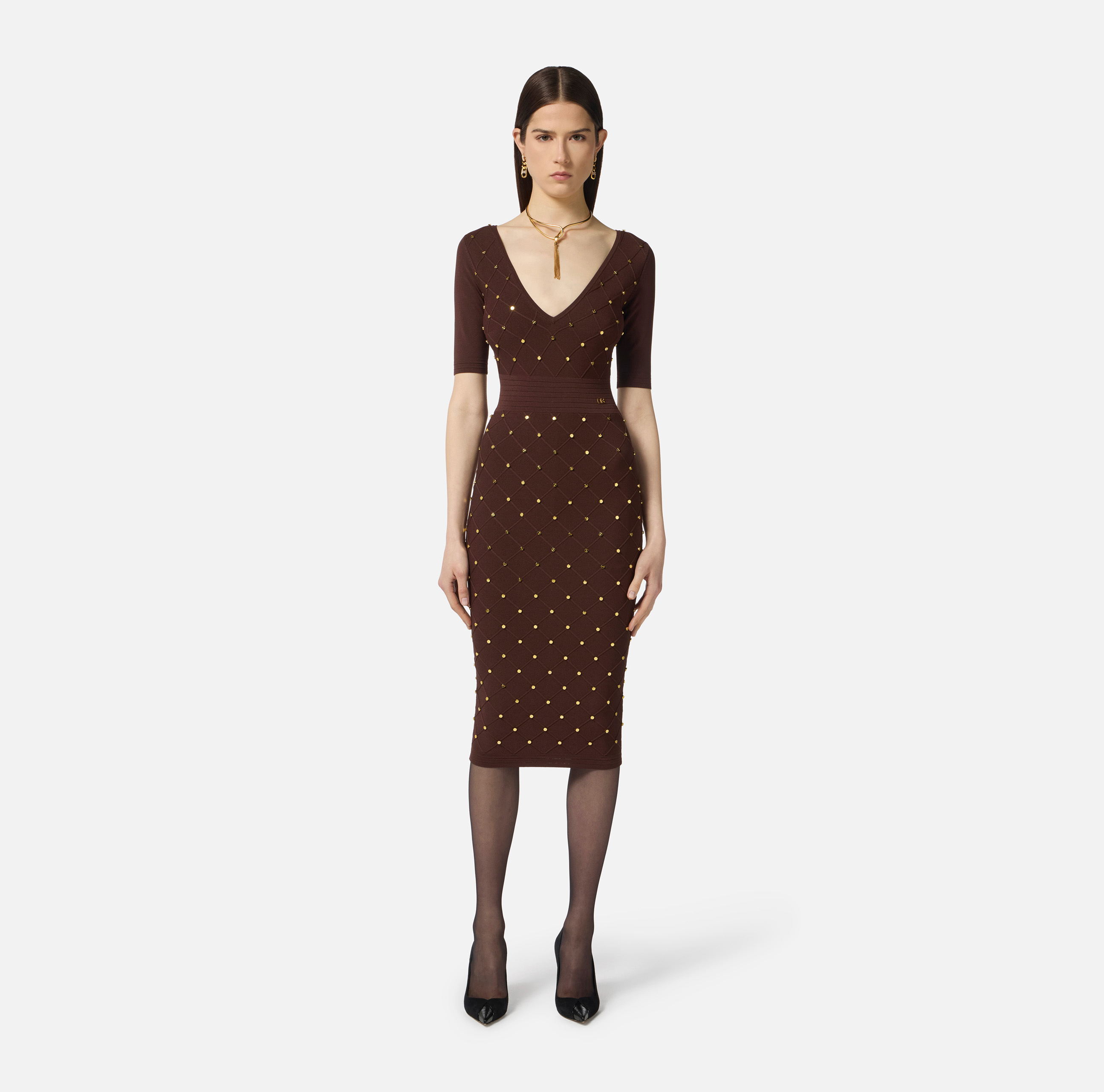 Knit dress with jewel details | Elisabetta Franchi
