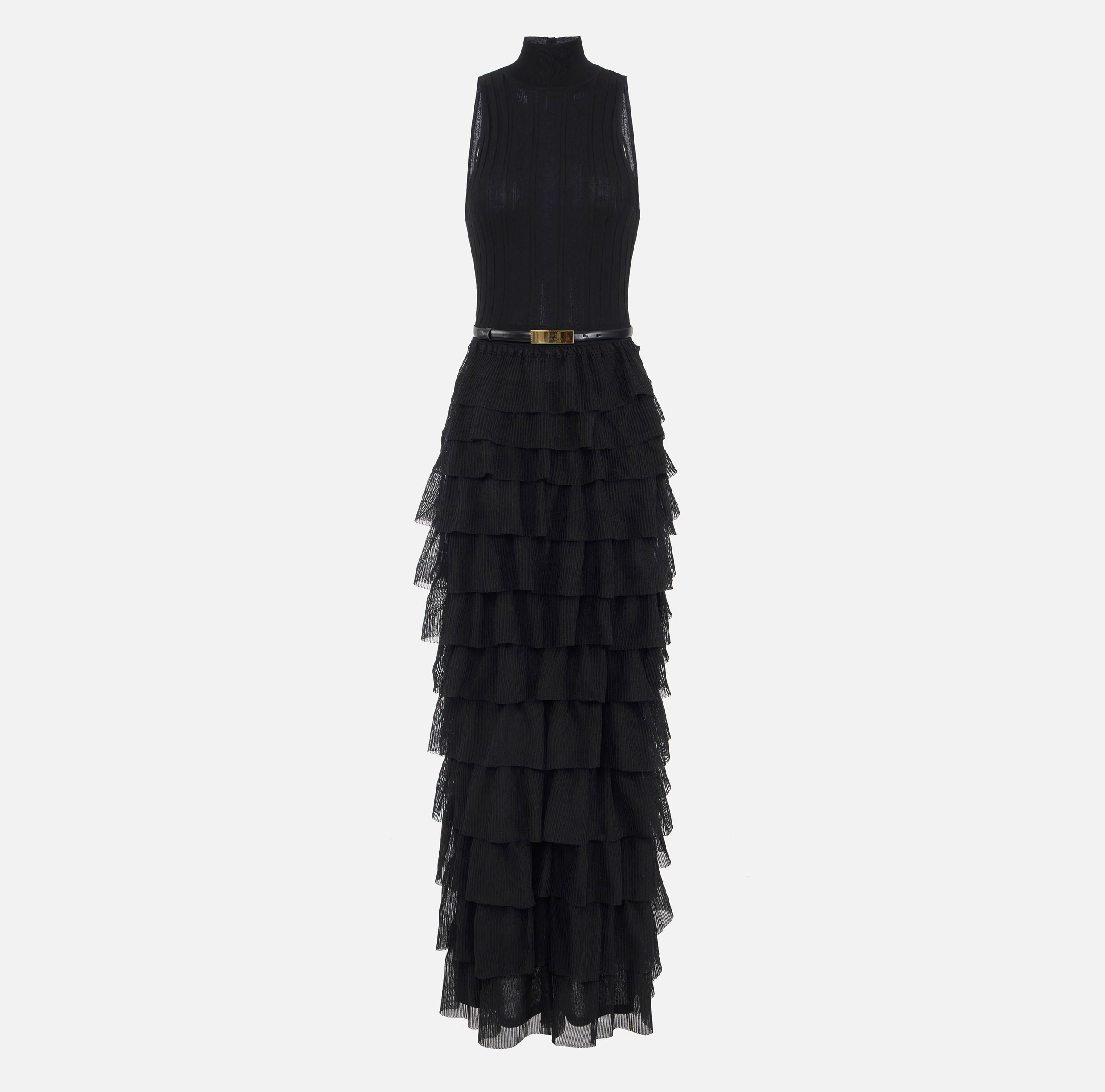 Elisabetta Franchi ダブルレイヤー クレープドレス Red Carpet Red Carpet knit dress with flounces | Elisabetta Franchi