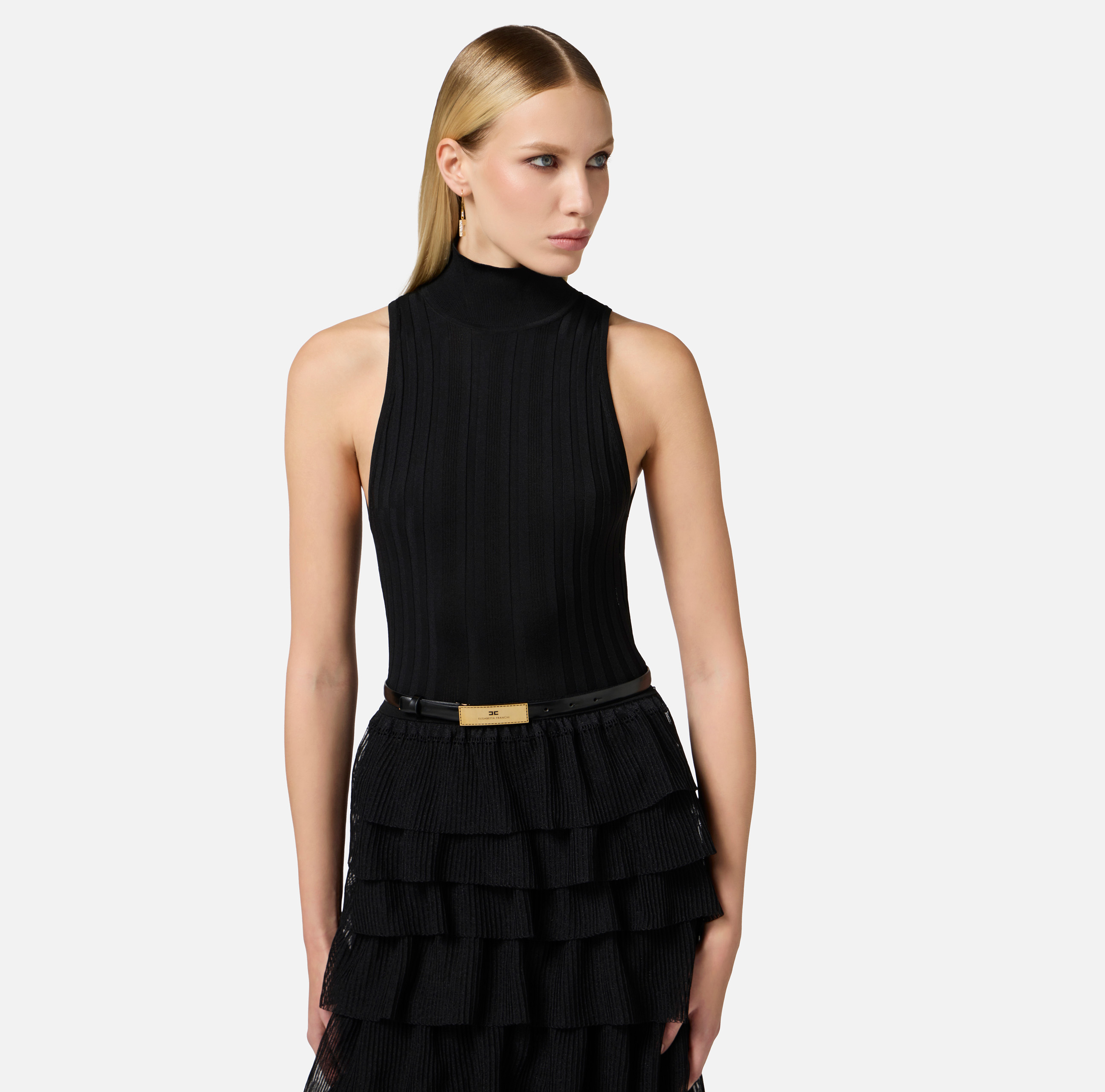 Red Carpet knit dress with flounces | Elisabetta Franchi