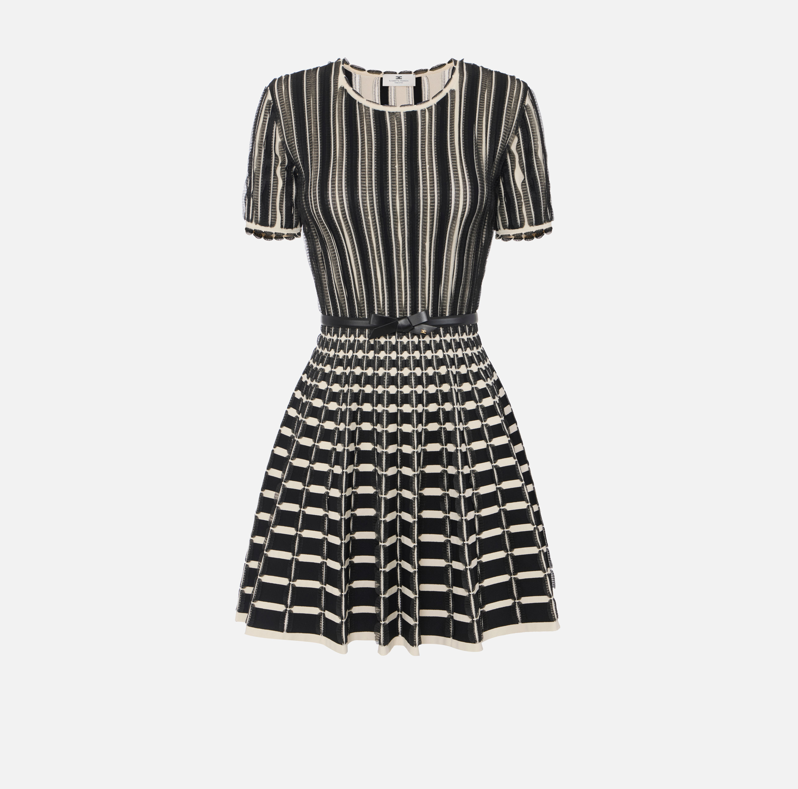 ワンピース ELISABETTA FRANCHI Women Mid Skirts AM48S51E2 685 232224 Bla Viscose dress with micro-ruffles | Elisabetta Franchi