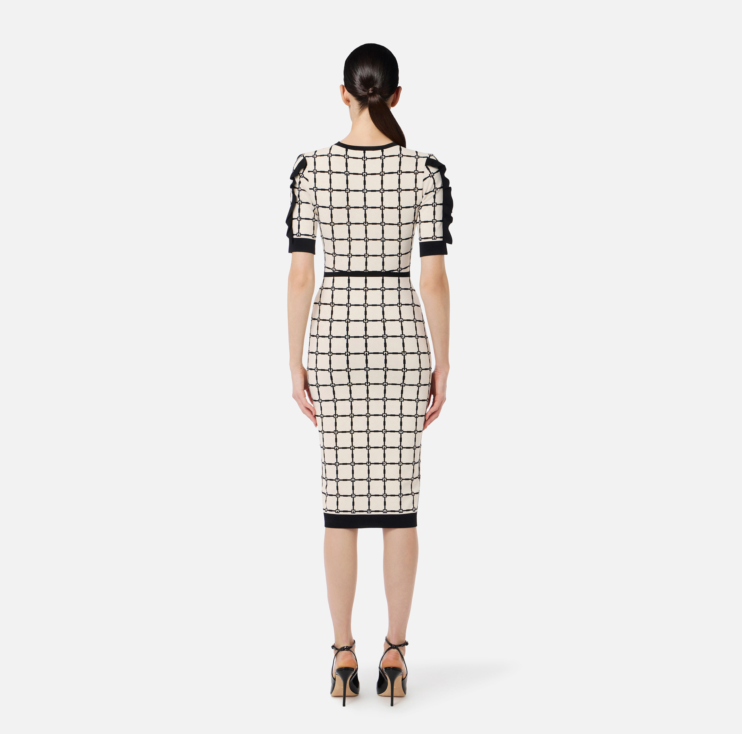 Logo jacquard dress with ruffles | Elisabetta Franchi