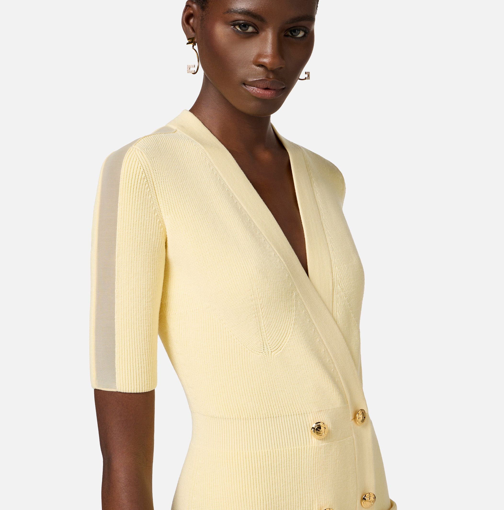 【ELIZABETTA FRANCHI】新作 Vネックニットドレス ストライプ Women's dresses outlet by Elisabetta Franchi: buy online