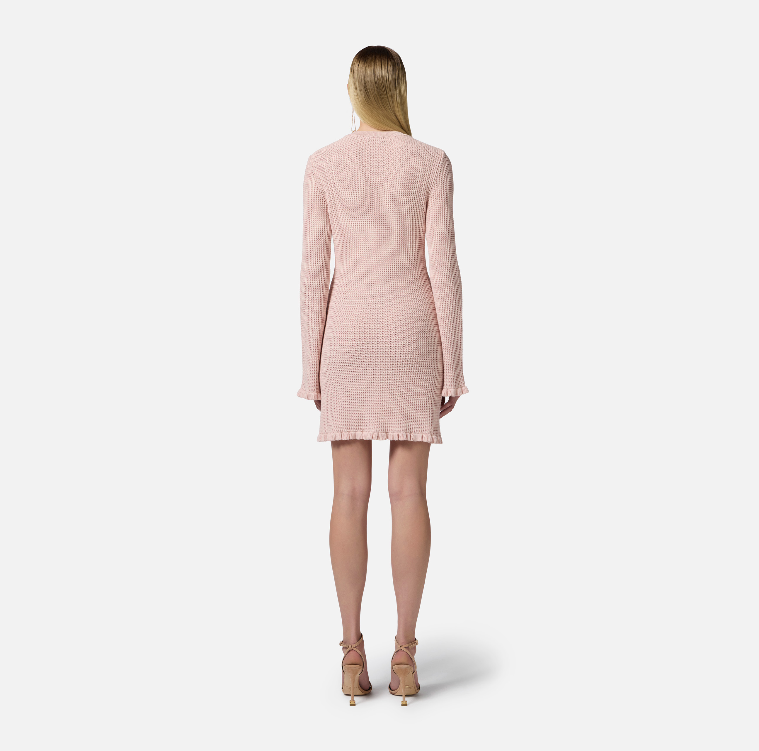 【ELISABETTA FRANCHI】チューブドレス☆ニット素材 ピンク 無地 Floral jacquard dress | Elisabetta Franchi