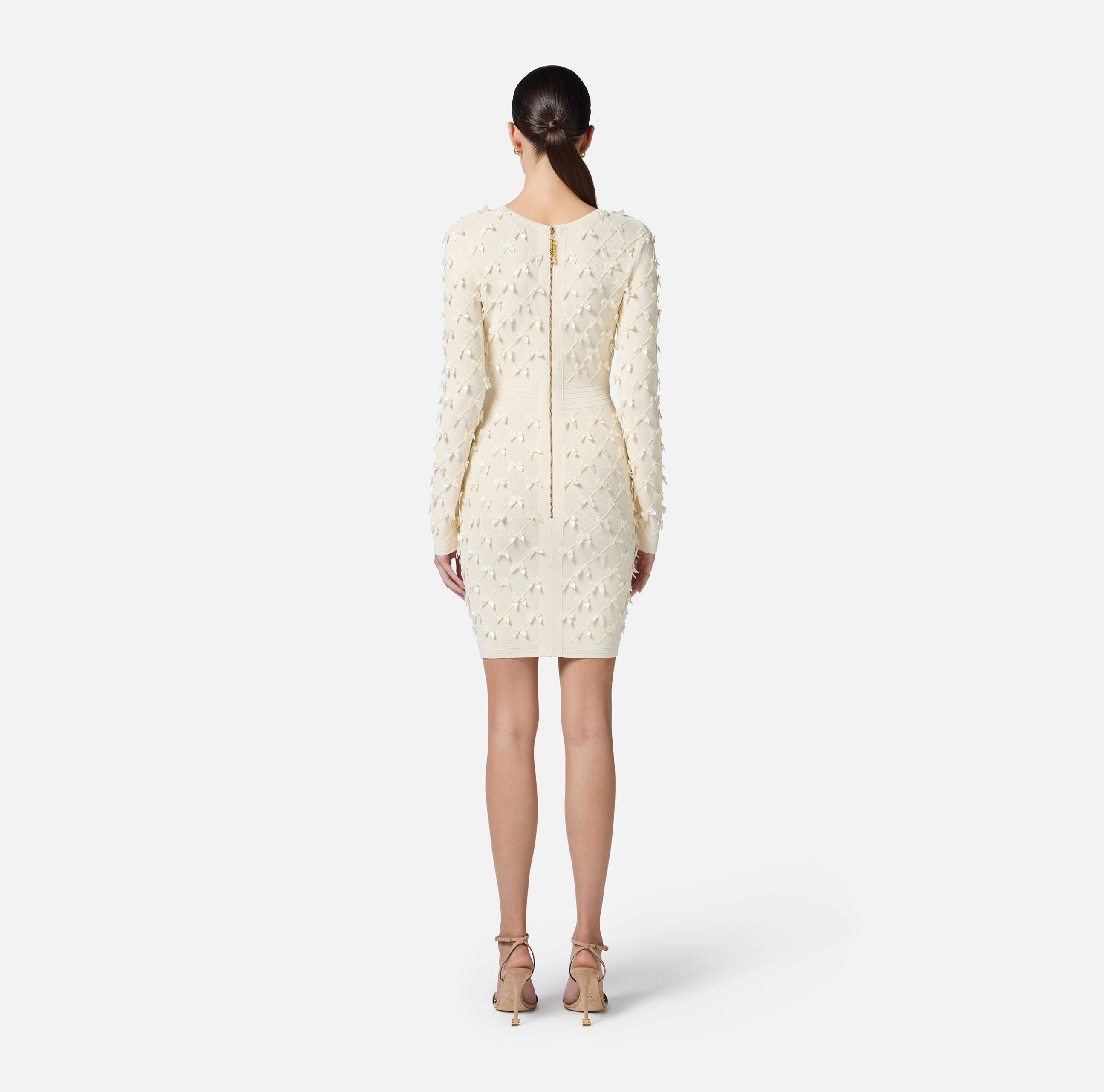 ELISABETTA FRANCHI ロゴ スタッズ クルーネック ミニドレス