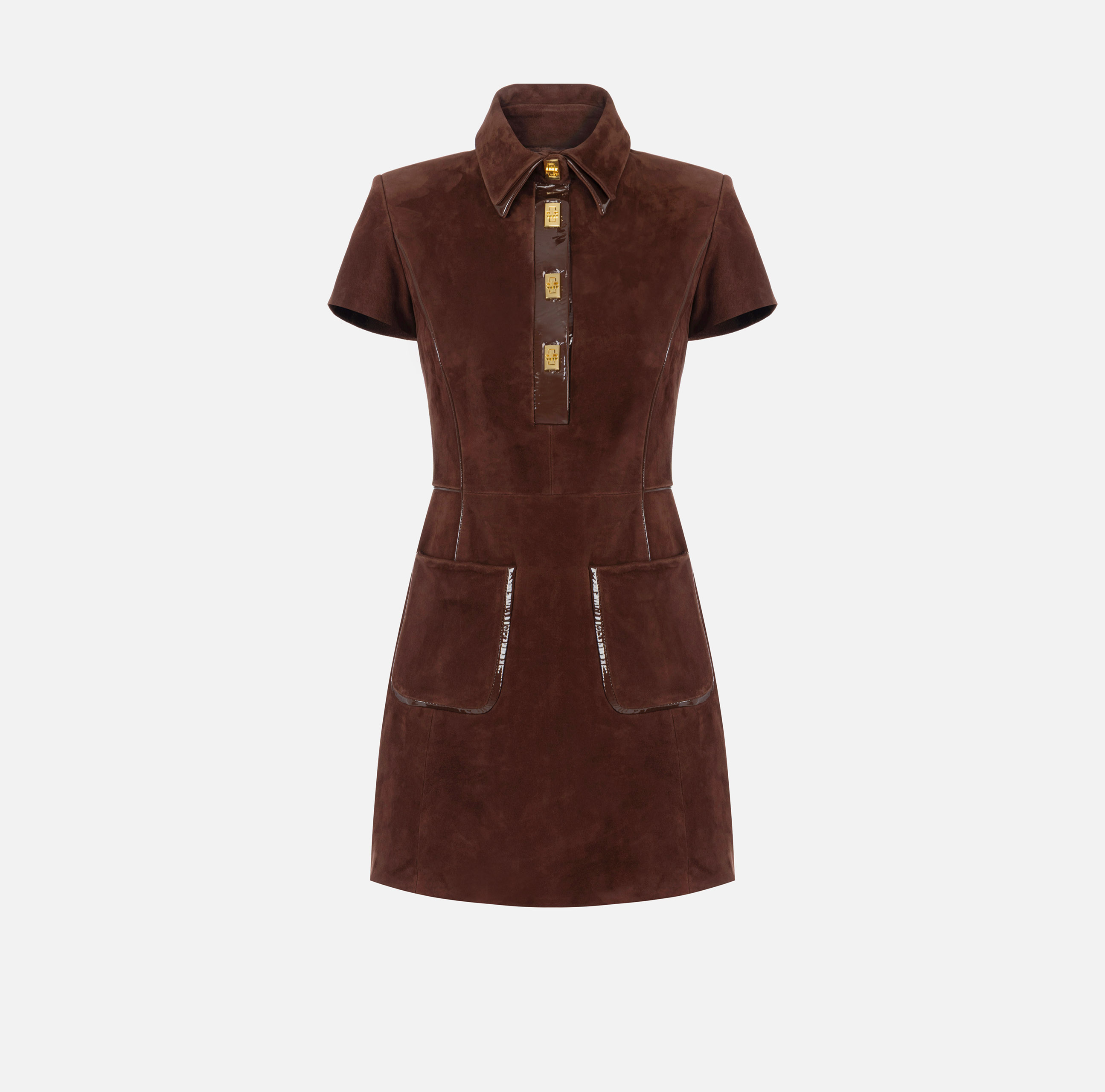 Mini dress in suede with vinyl details | Elisabetta Franchi