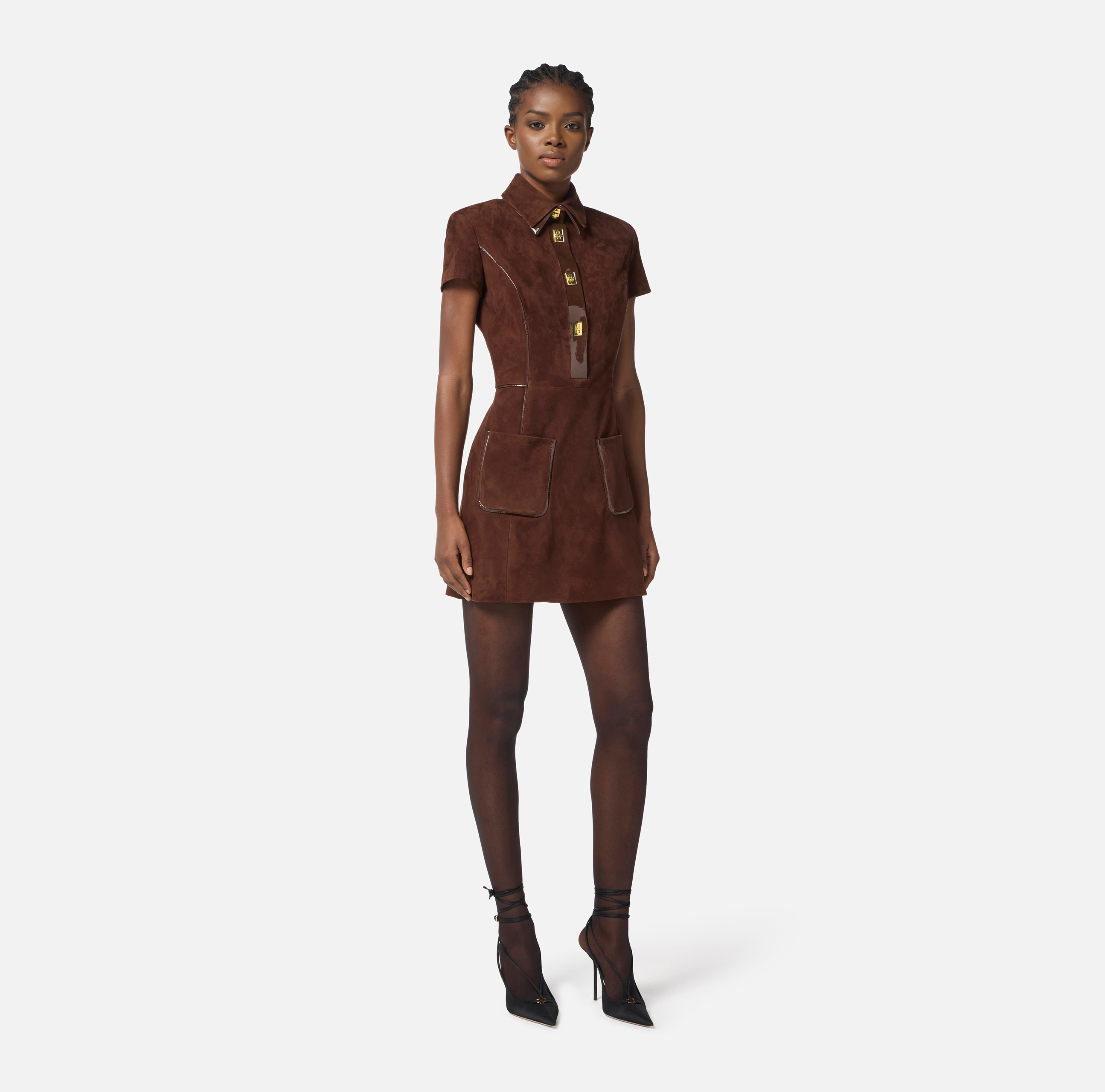 Mini dress in suede with vinyl details | Elisabetta Franchi