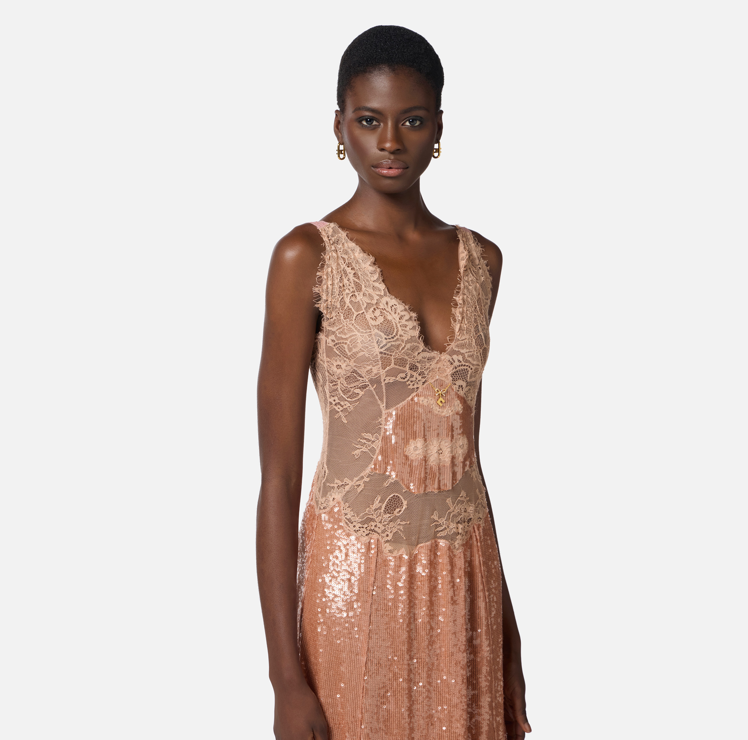 Red Carpet dress made of lace and sequins | Elisabetta Franchi