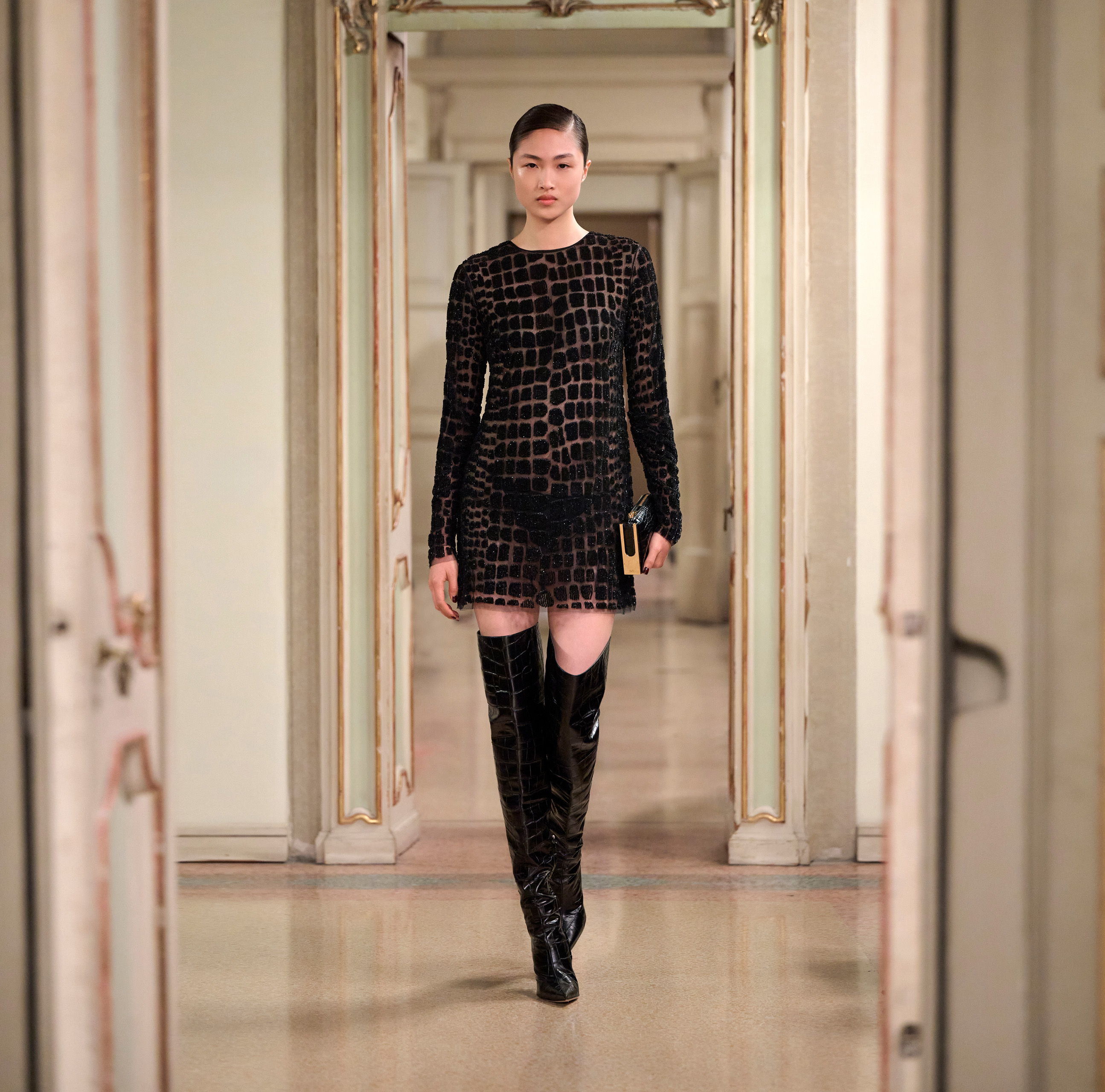 Mini tulle dress with crocodile embroidery | Elisabetta Franchi