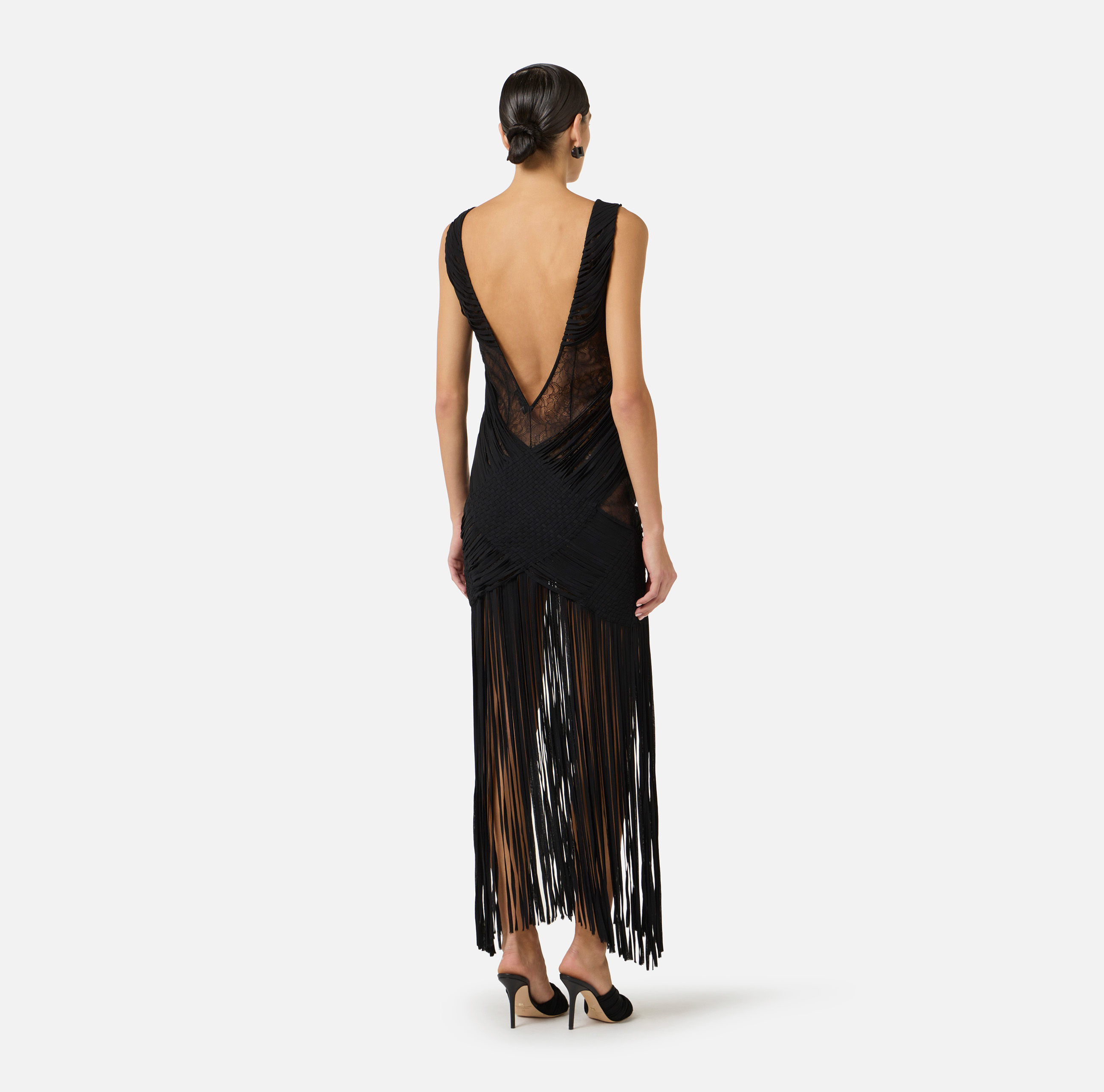 elisabetta franchi red and blue fringe dress Elisabetta Franchi