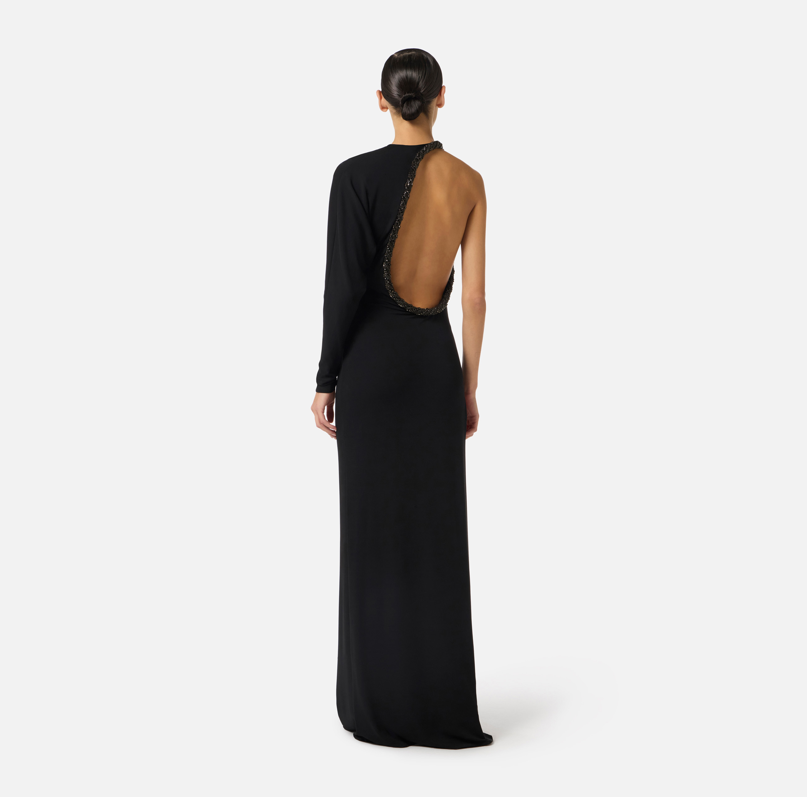 Red Carpet dress in crêpe jersey fabric with crystals | Elisabetta