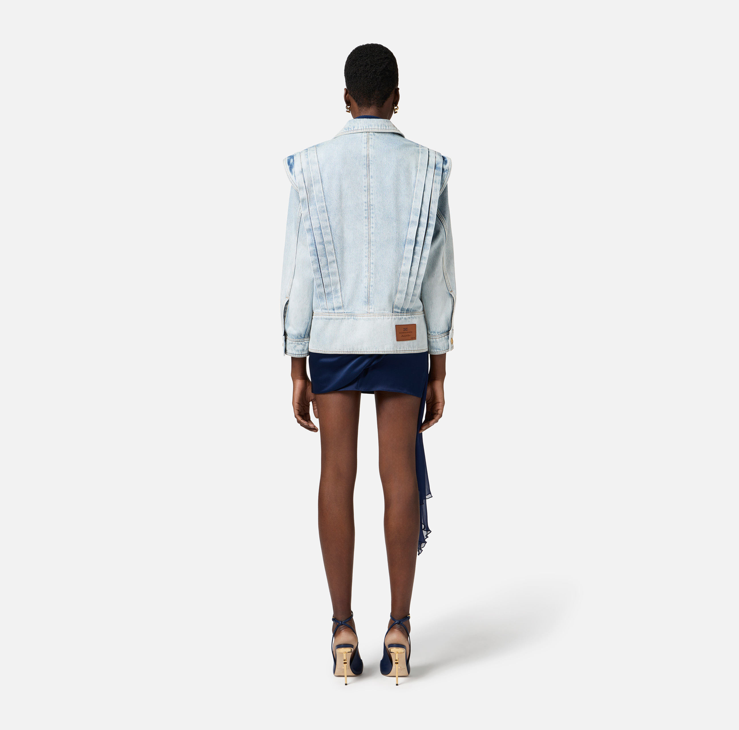 Denim jacket with cap sleeves | Elisabetta Franchi