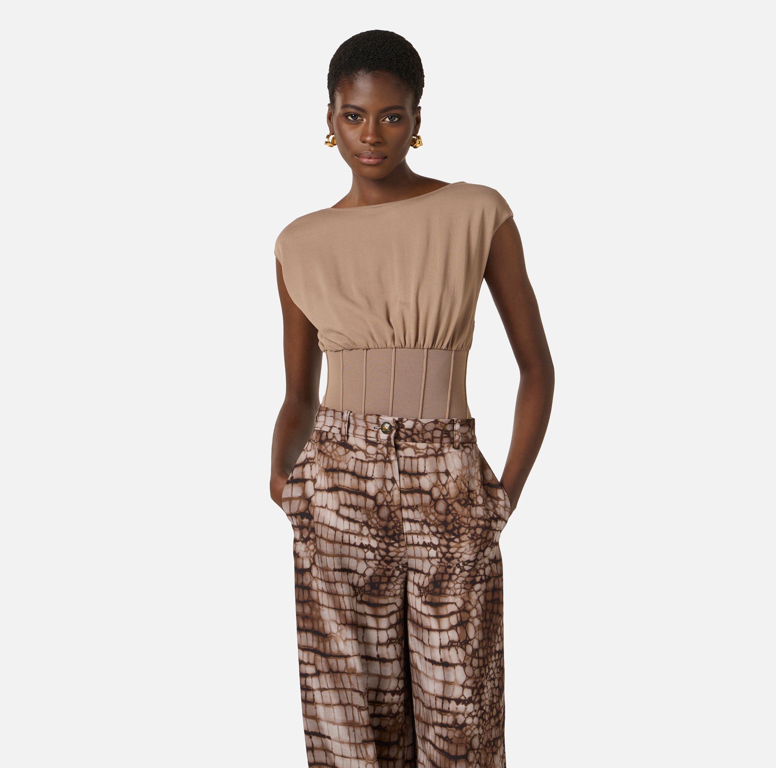 Bodysuit in knit fabric with necklace | Elisabetta Franchi