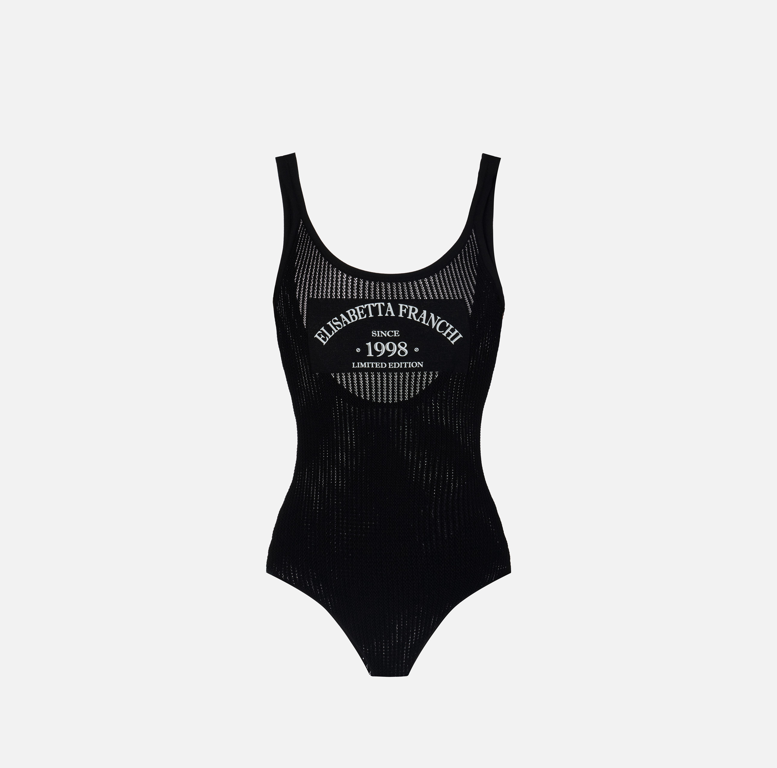 Elisabetta Franchi ノースリーブワンピース 38 Knit bodysuit with printed logo | Elisabetta Franchi