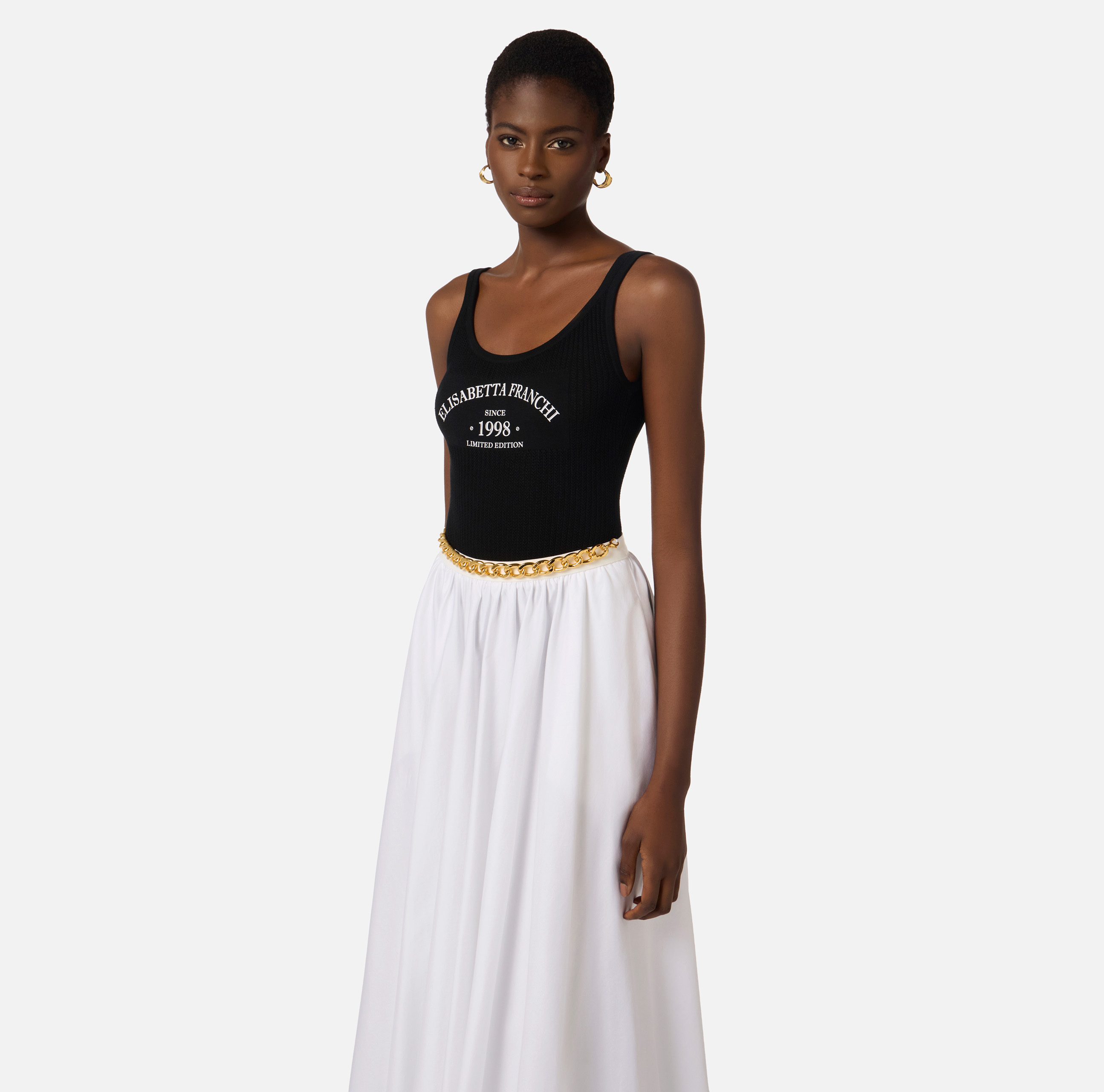 Knit bodysuit with printed logo | Elisabetta Franchi