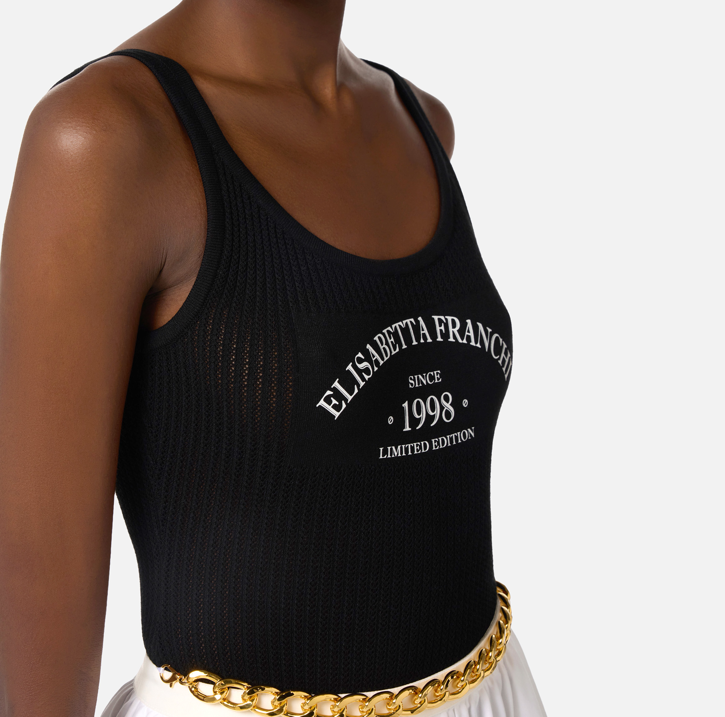Knit bodysuit with printed logo | Elisabetta Franchi