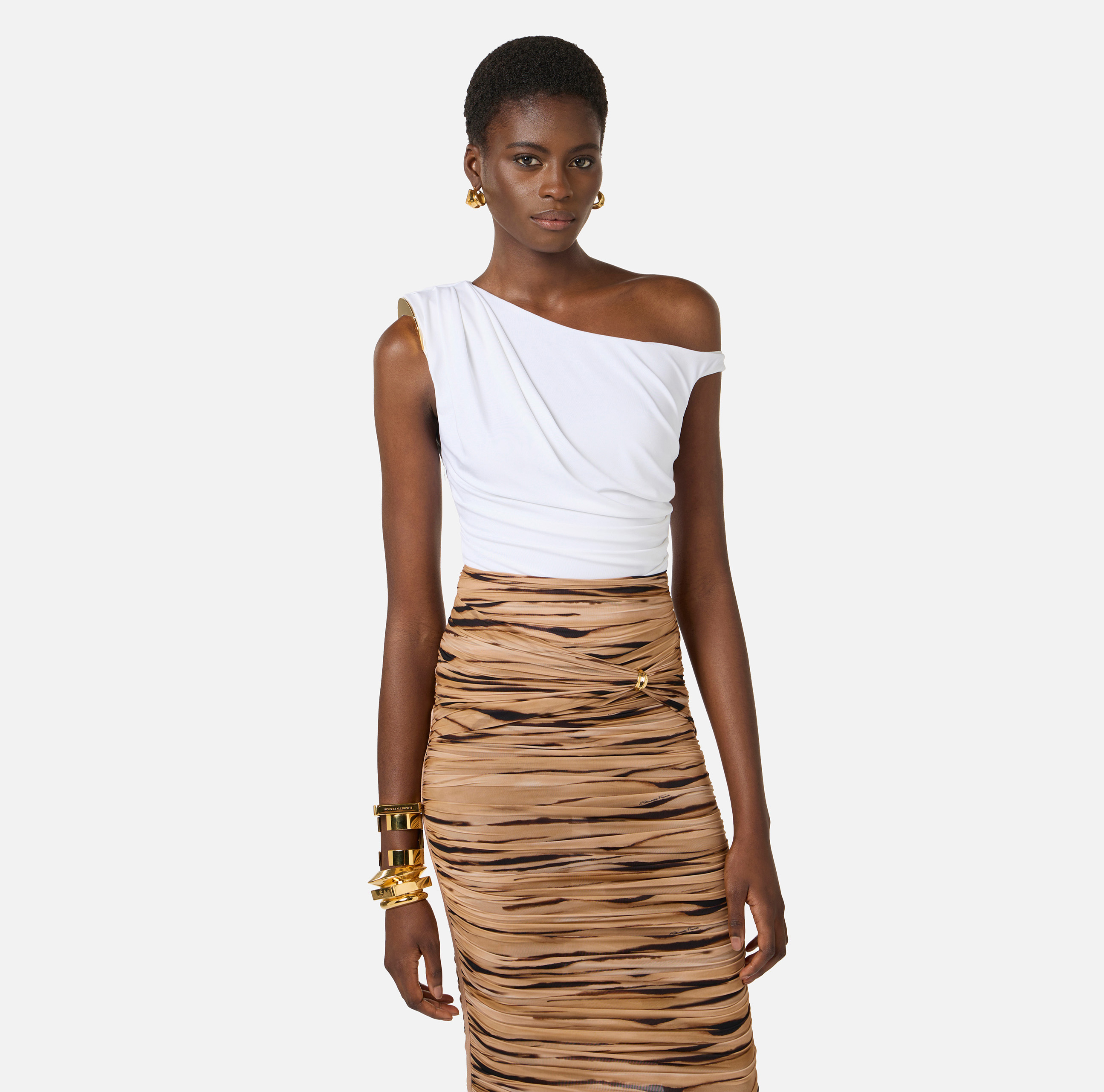 Bodysuit in jersey fabric with jewel shoulder detail | Elisabetta