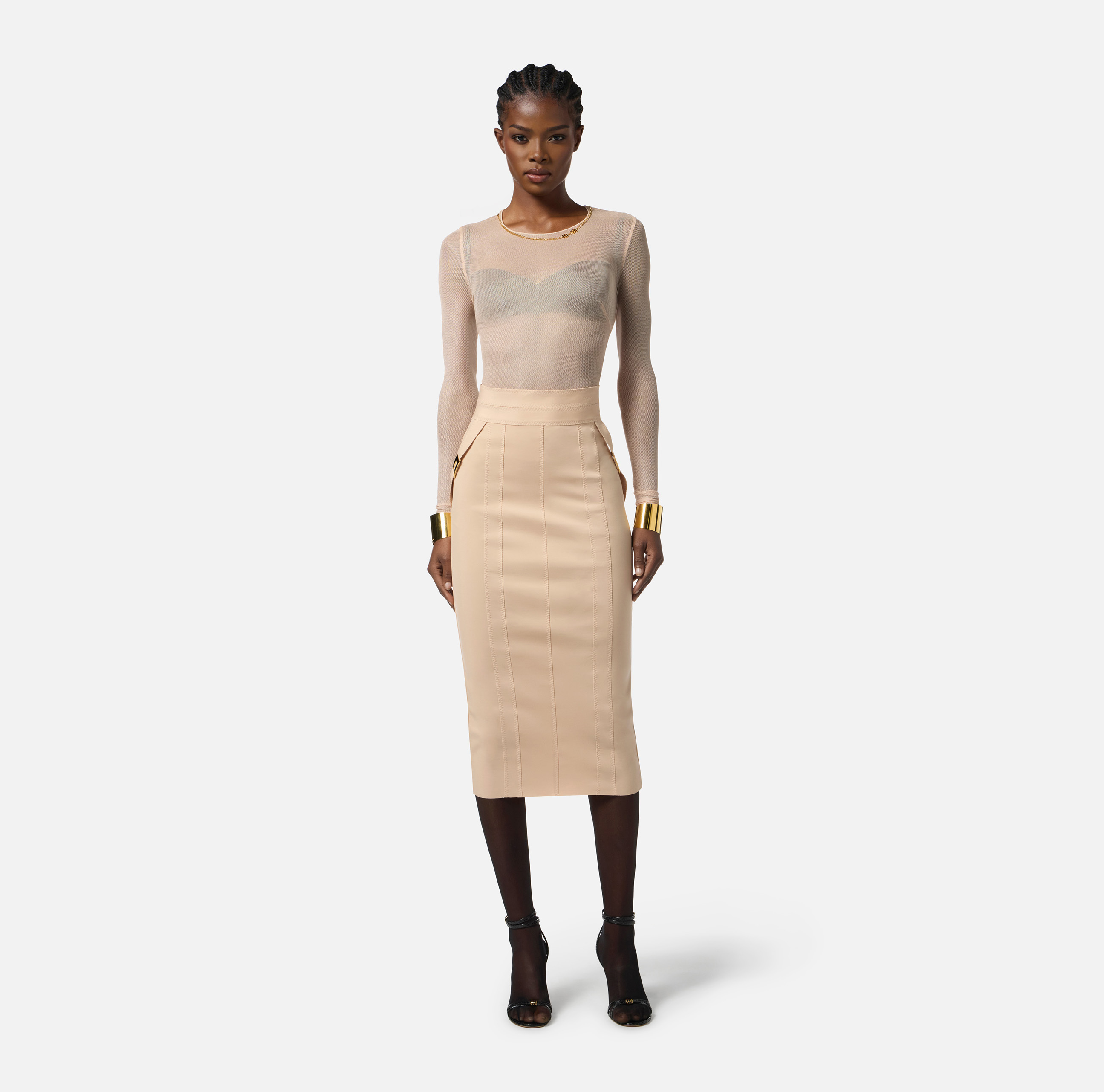 Bodysuit in tulle fabric with necklace | Elisabetta Franchi