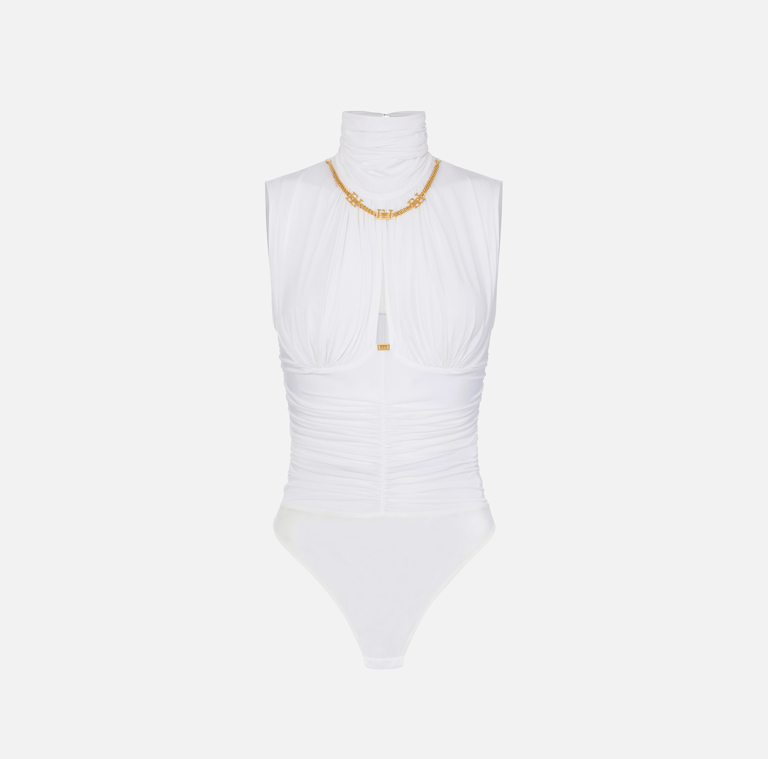 ベアトップ+チューブトップ Elisabetta Franchi Body Lightweight crêpe jersey bodysuit with jewel detail | Elisabetta