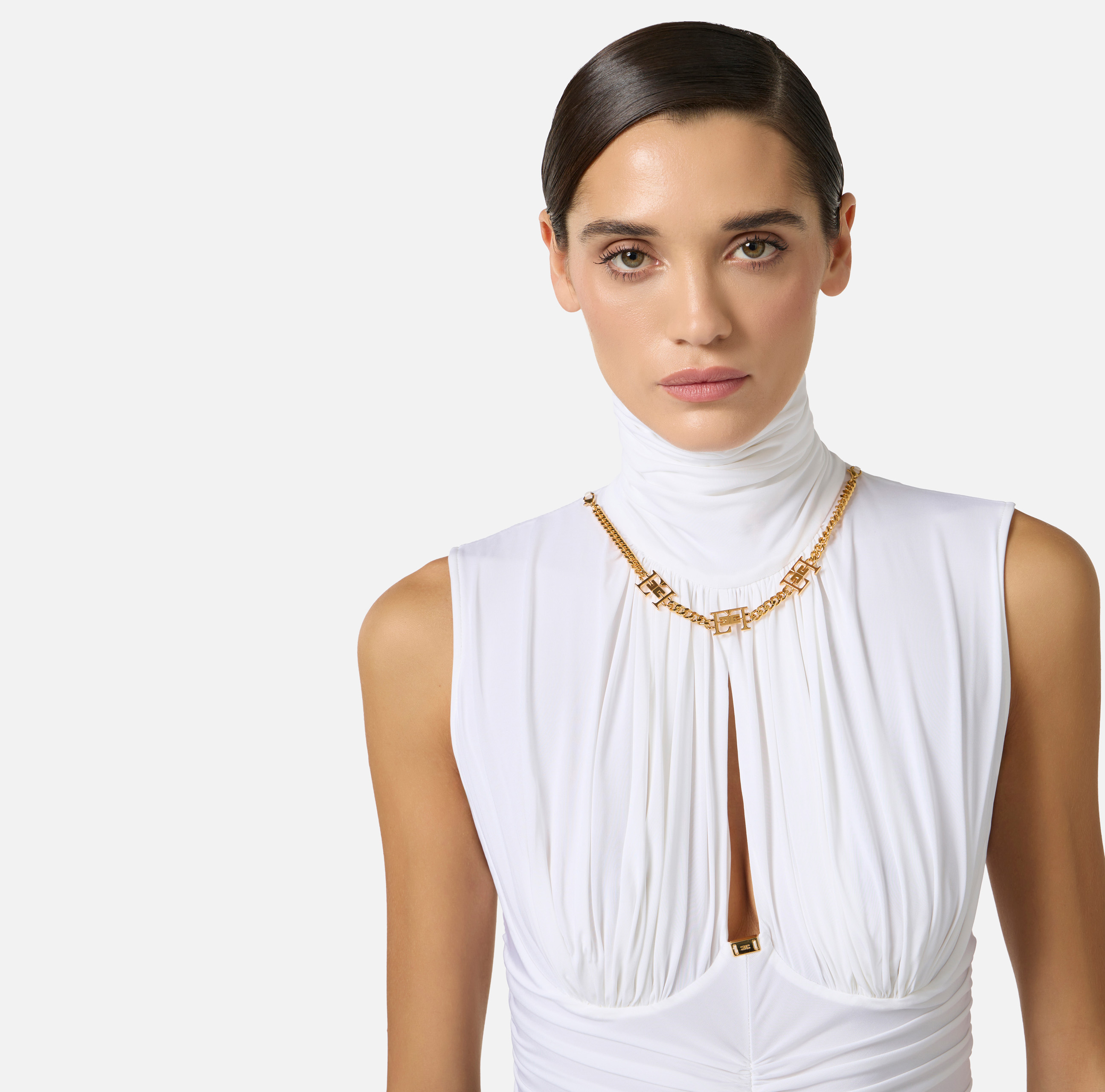 Lightweight crêpe jersey bodysuit with jewel detail | Elisabetta