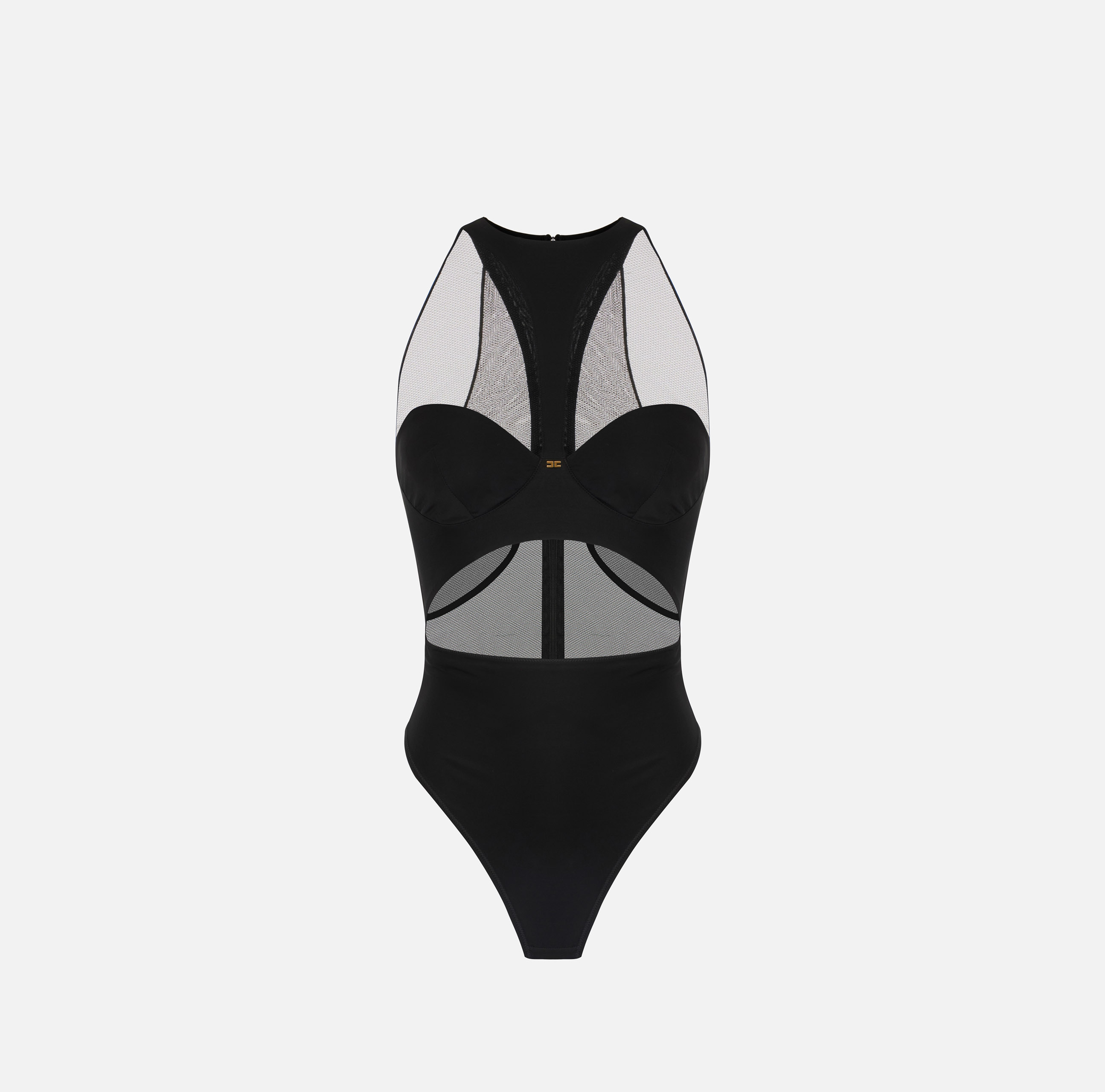 新作Bibiy. BBUNNIE BODYSUIT Jersey and tulle bodysuit with cut-outs | Elisabetta Franchi