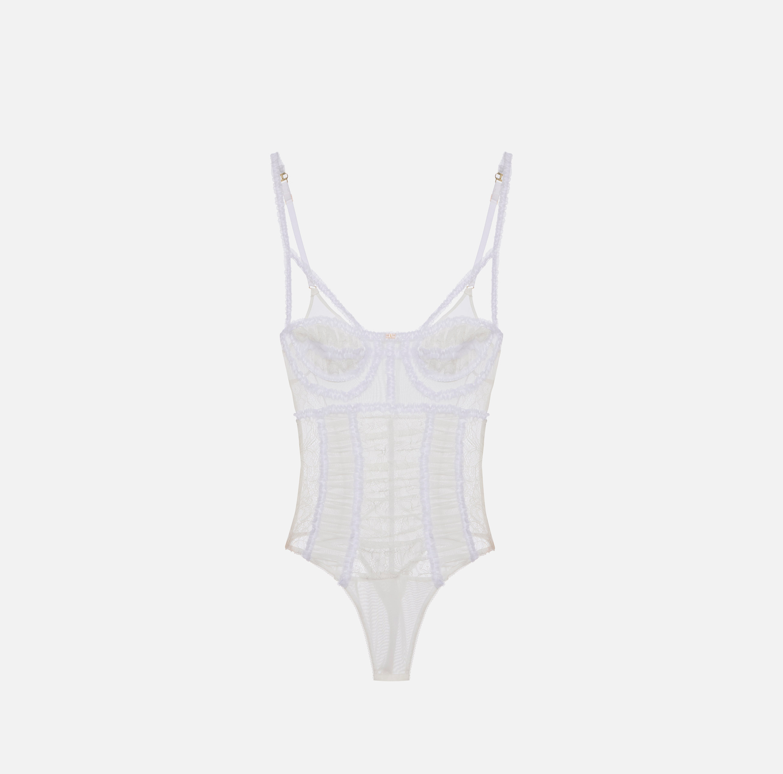 elisabetta franchi Body en tulle et dentelle florale