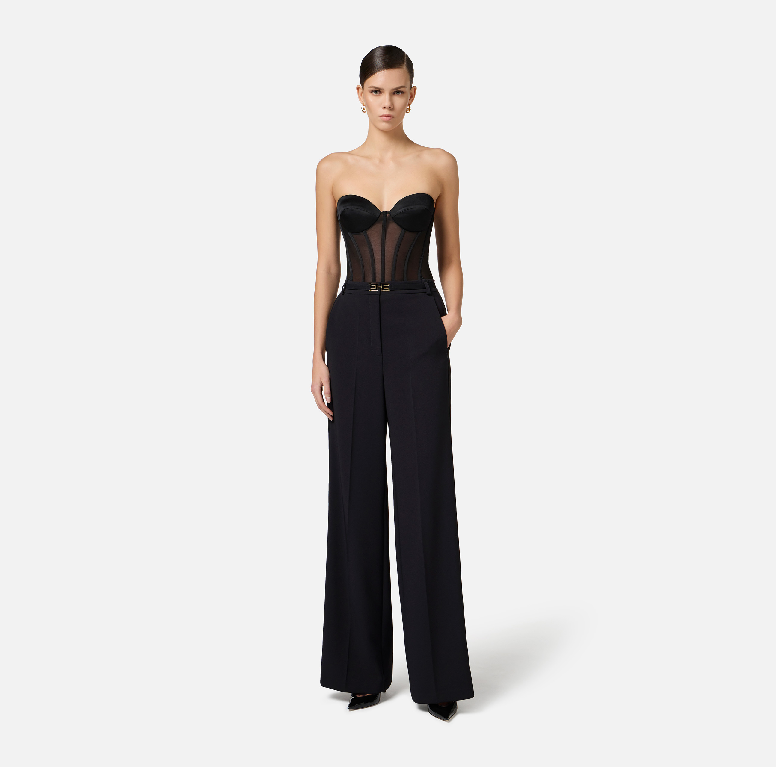 インナー・ルームウェアその他 ELISABETTA FRANCHI Women Underwear RG00152E2 110 Black Black embossed viscose minidress Elisabetta Franchi