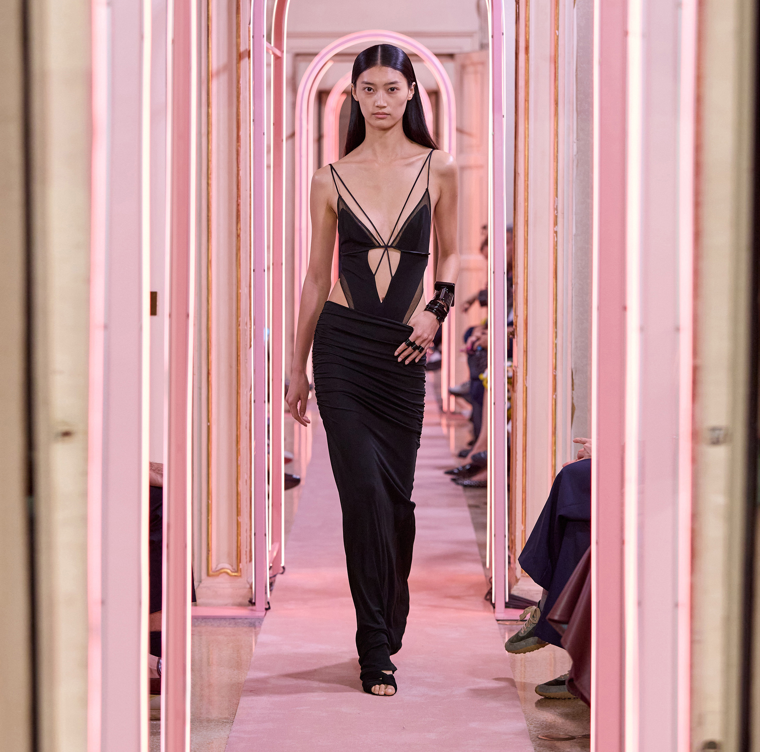 Bodysuit in crêpe jersey and tulle fabric | Elisabetta Franchi