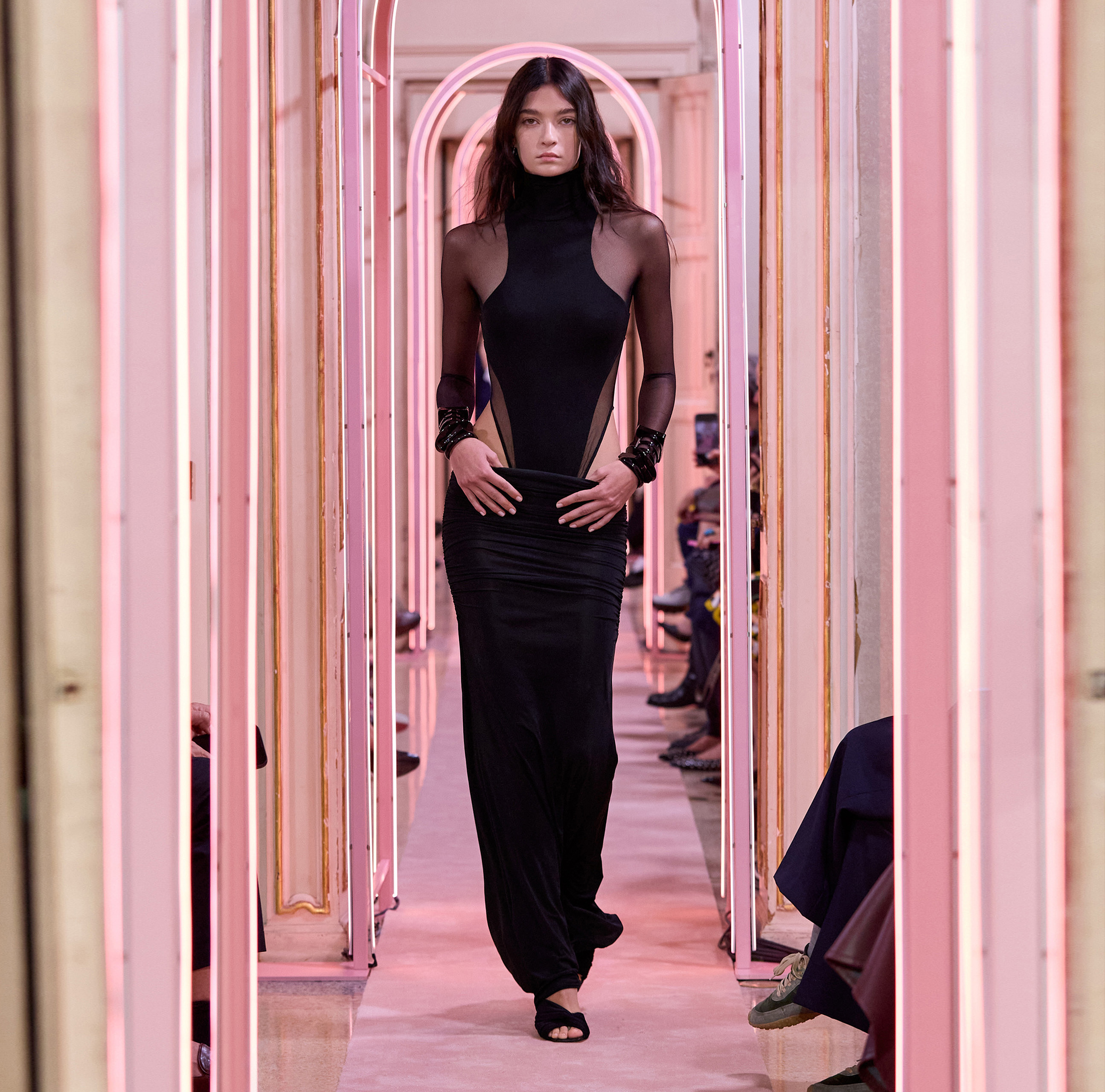 Bodysuit in crêpe jersey and tulle fabric | Elisabetta Franchi