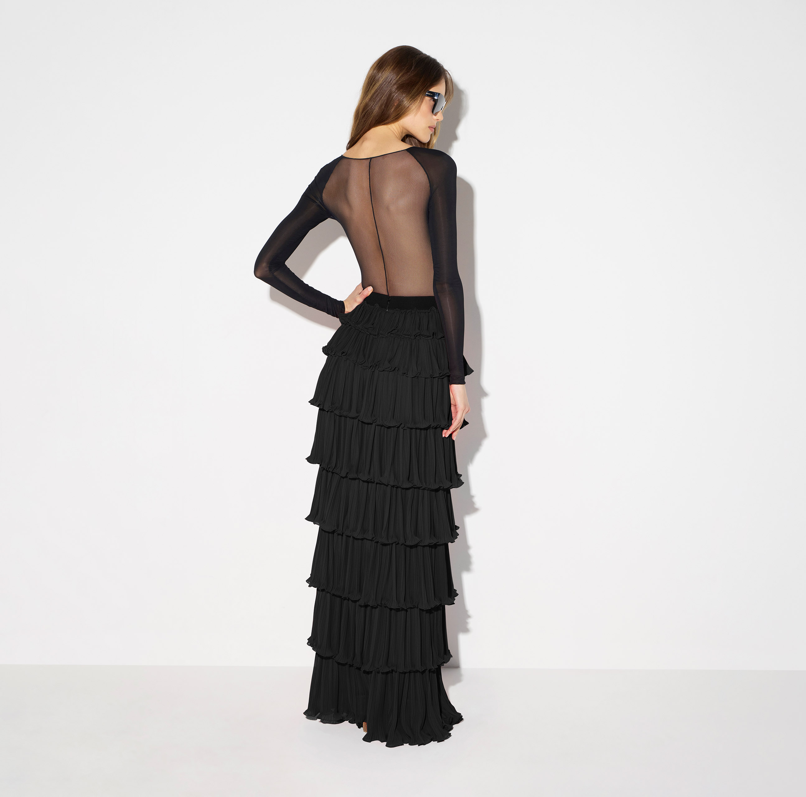 Bodysuit in stretch jersey and tulle fabrics | Elisabetta Franchi