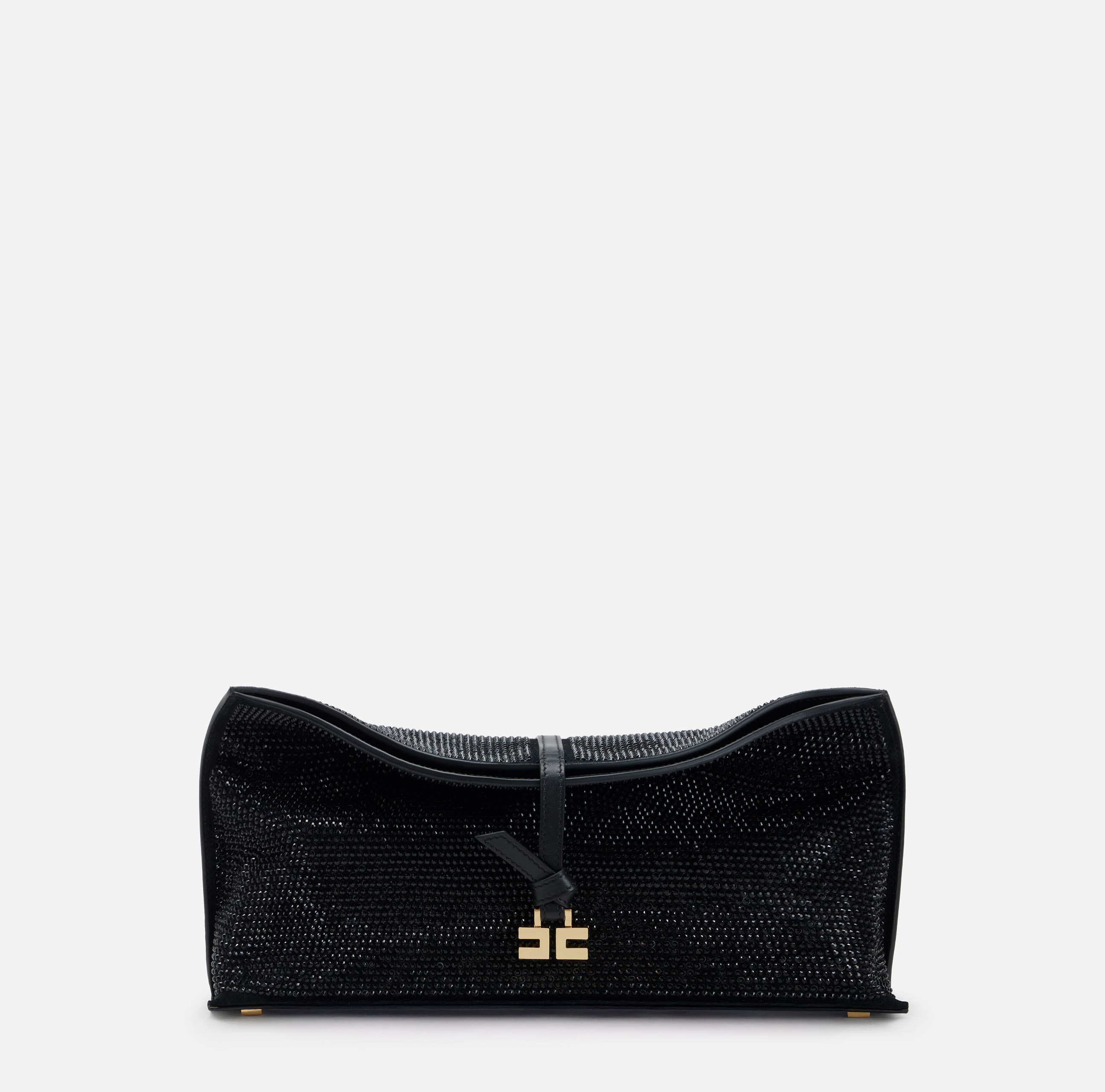 Boulevard leather clutch bag with rhinestones | Elisabetta Franchi