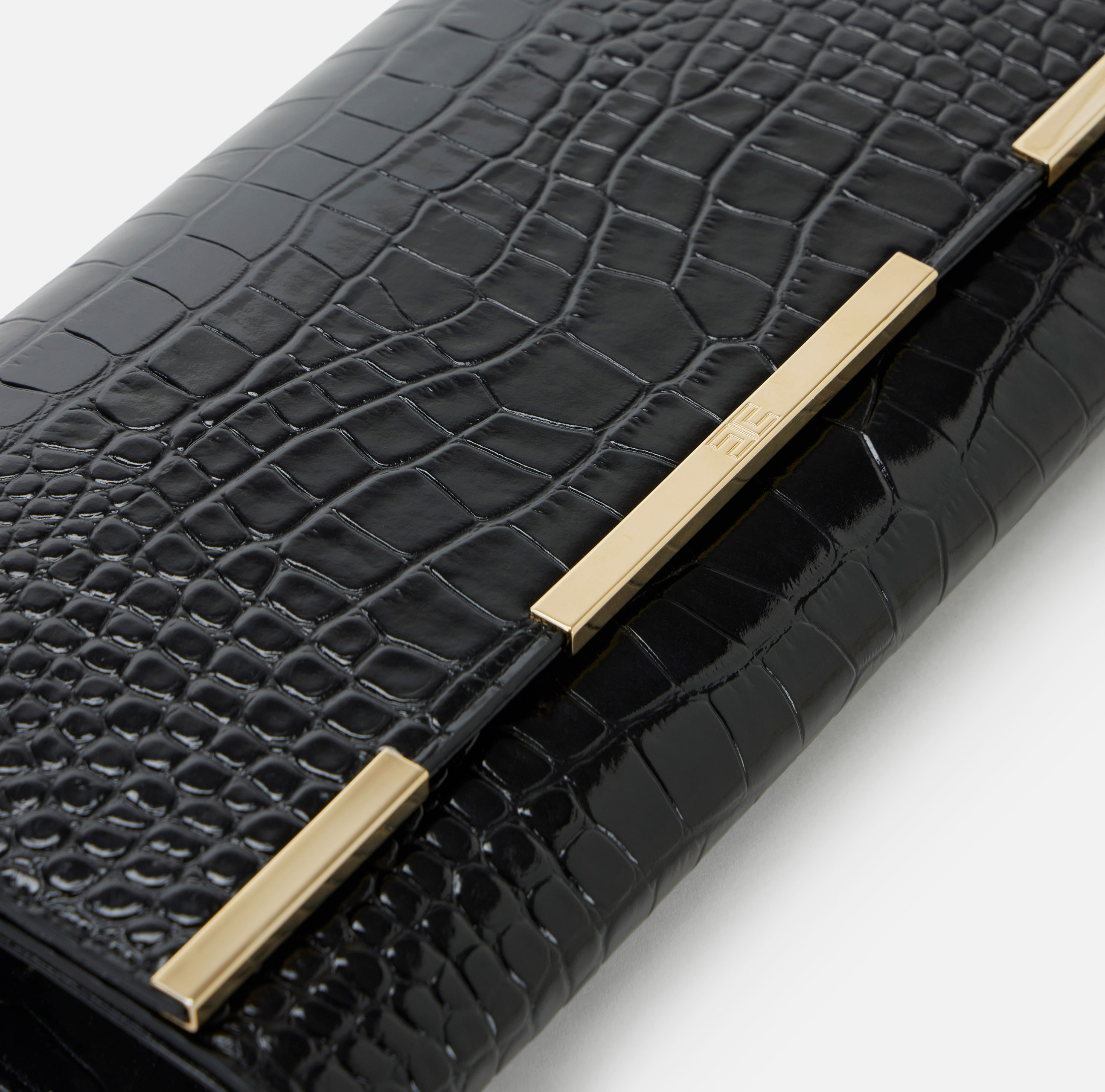 Opéra leather clutch bag with crocodile print, image 7 of 7
