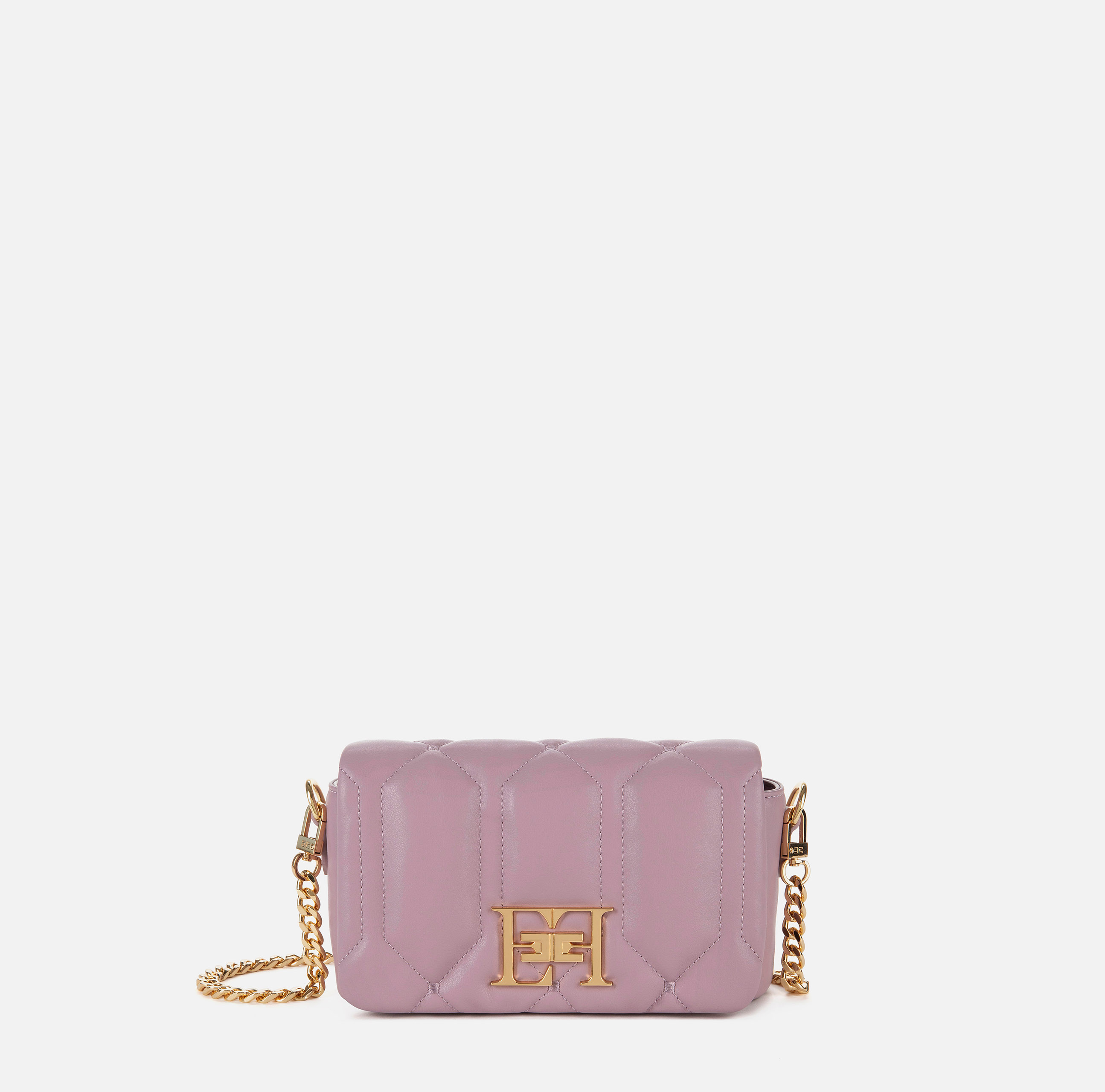 Elisabetta Franchi Nude Monogram Clutch Bag in Pink