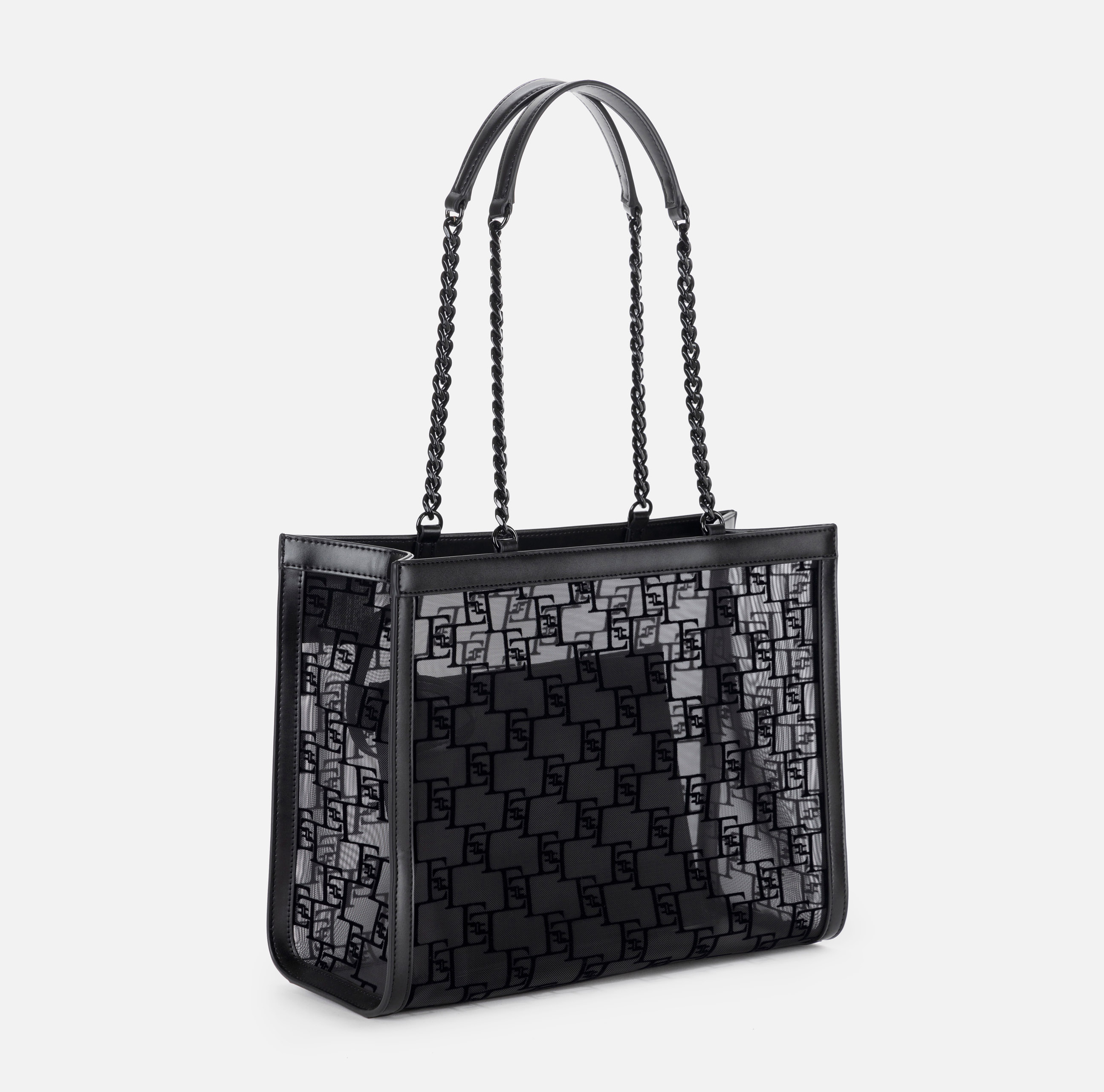 Large shopper bag in flocked mesh | Elisabetta Franchi