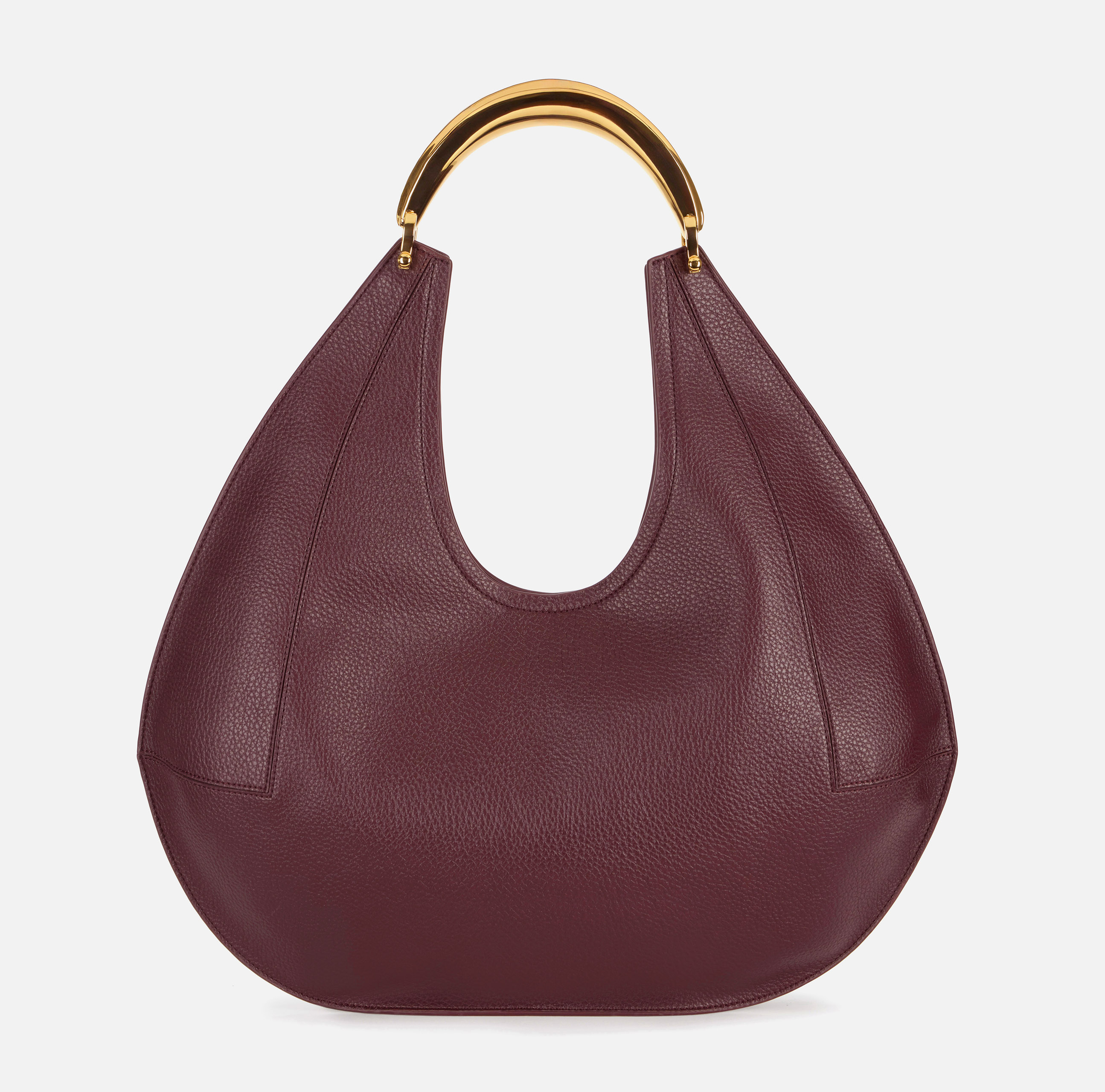 Synthetic material large hobo bag with logo stitchings