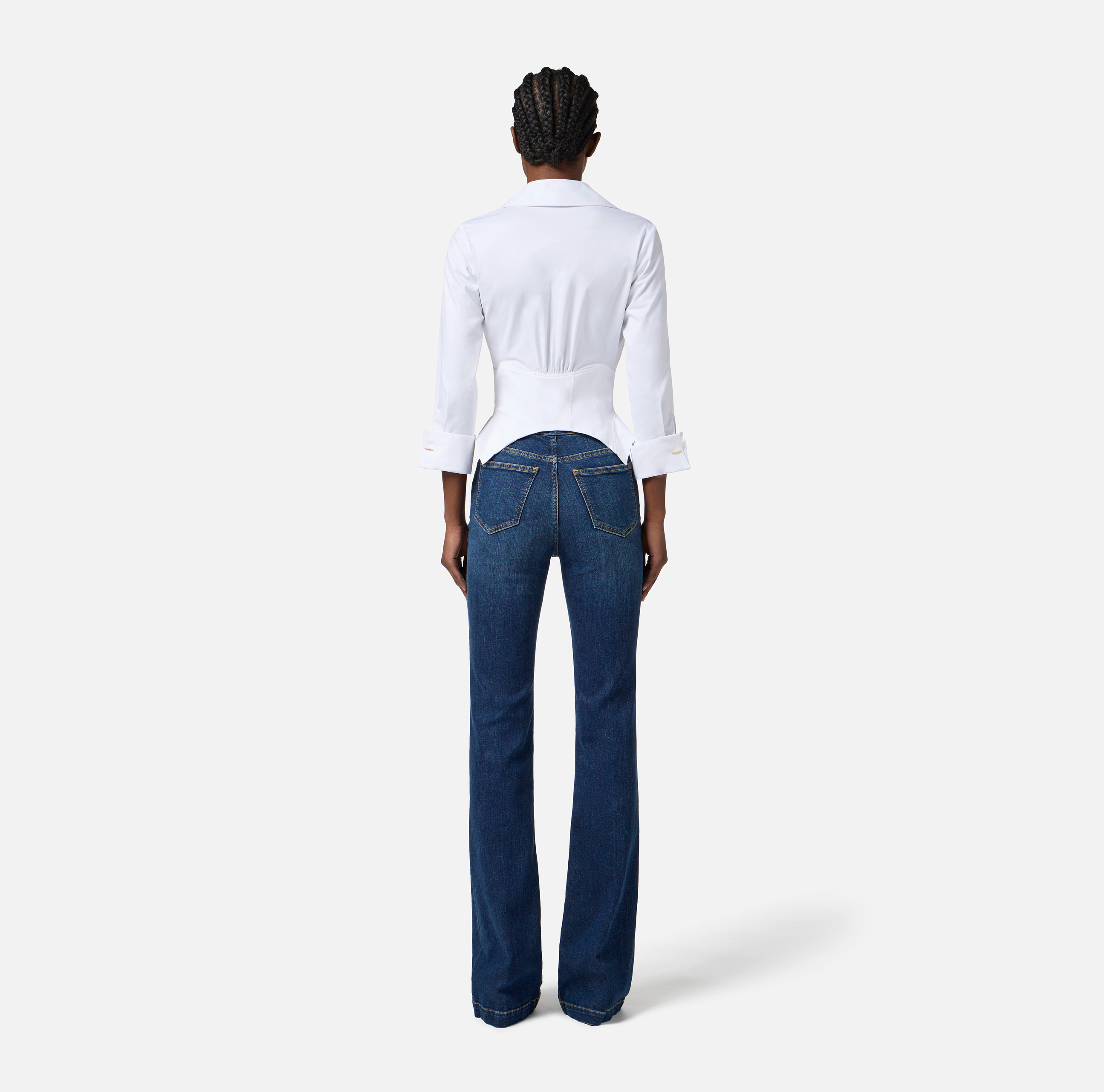 ELISABETTA FRANCHI●メタルロゴ付ハイウエストパラッツォパンツ Elisabetta Franchi logo-patch Top | Black | FARFETCH JO
