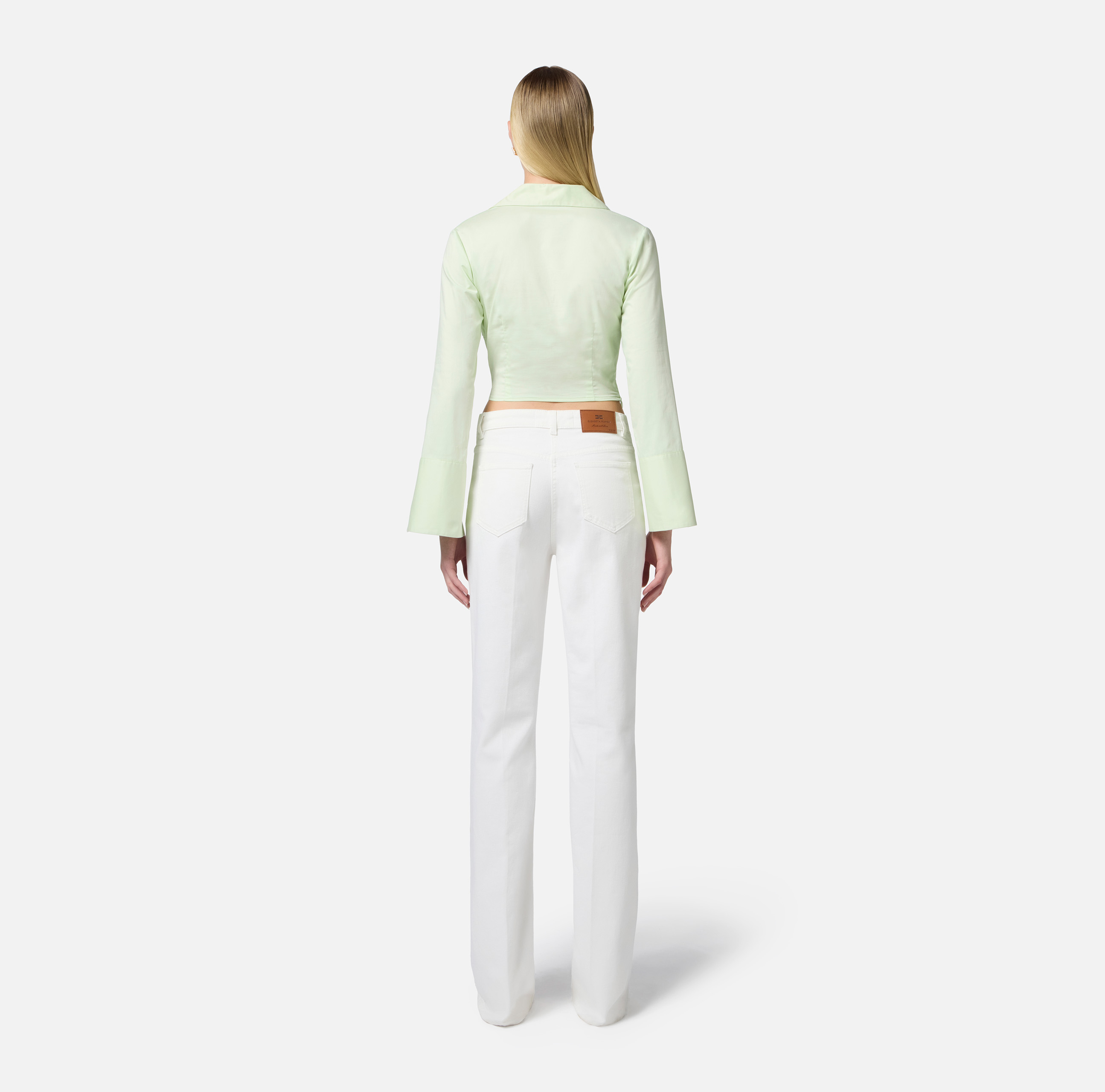 【★完売必至★】ELISABETTA FRANCHI ☆ フレアジーンズ Elisabetta Franchi stretch crêpe pants with flaps for women