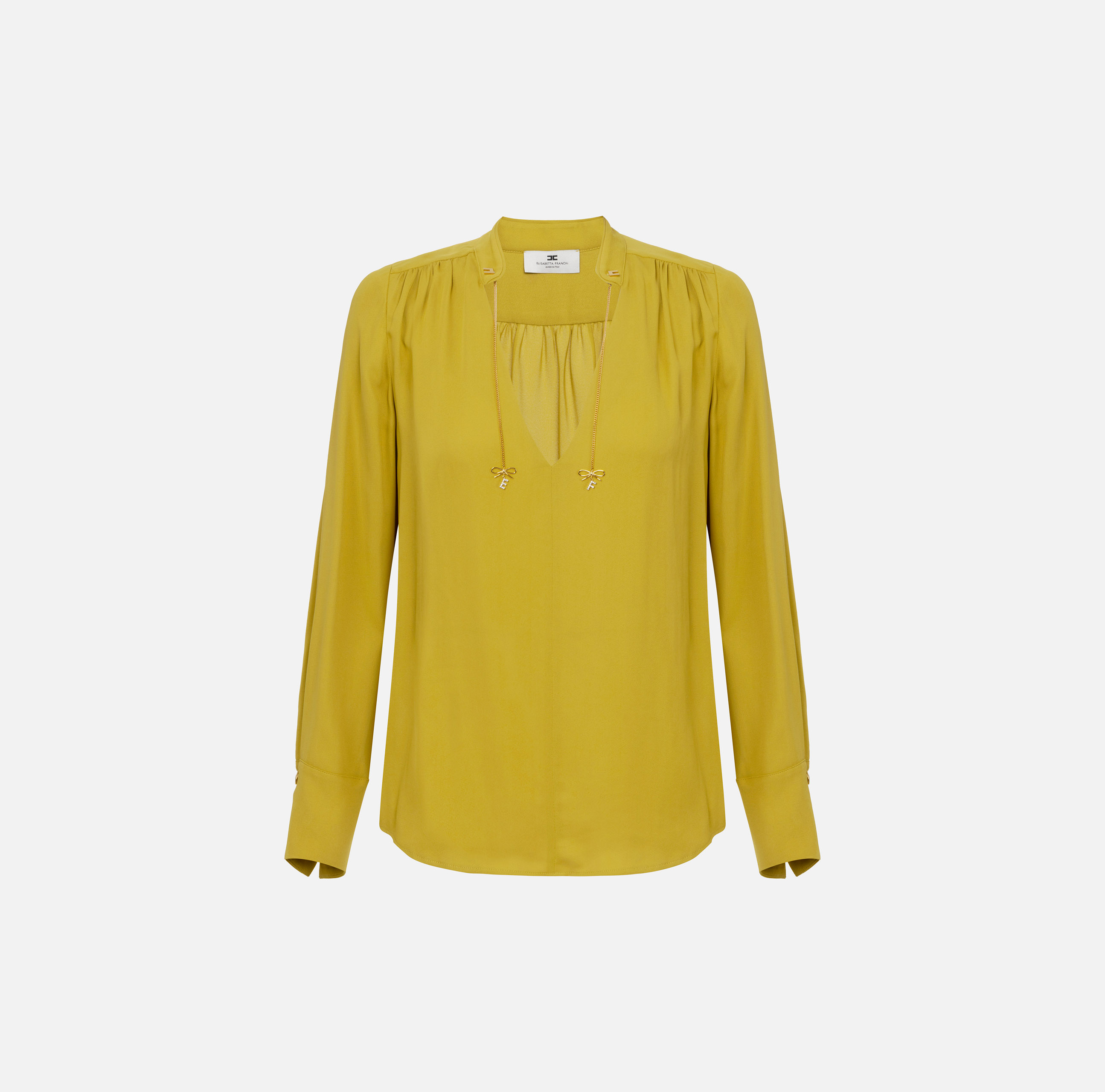 elisabetta franchi Chemise en georgette avec breloques et logo