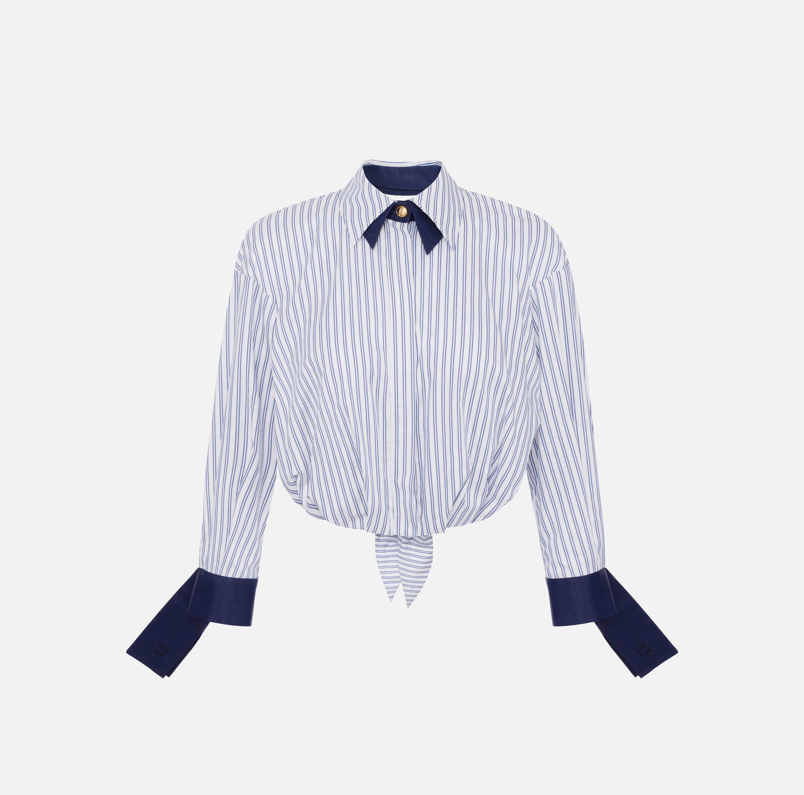 Striped poplin shirt with knot at the back | Elisabetta Franchi